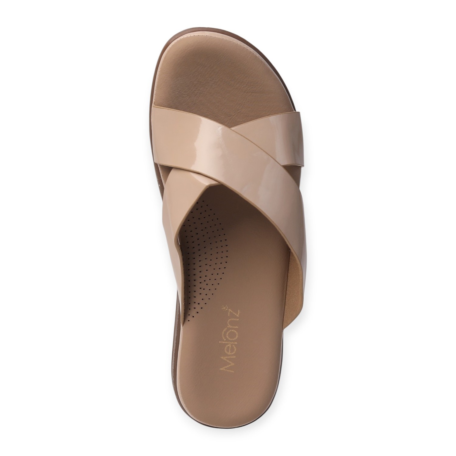 Melonz Women's Cross Strap Beige Slip-Ons