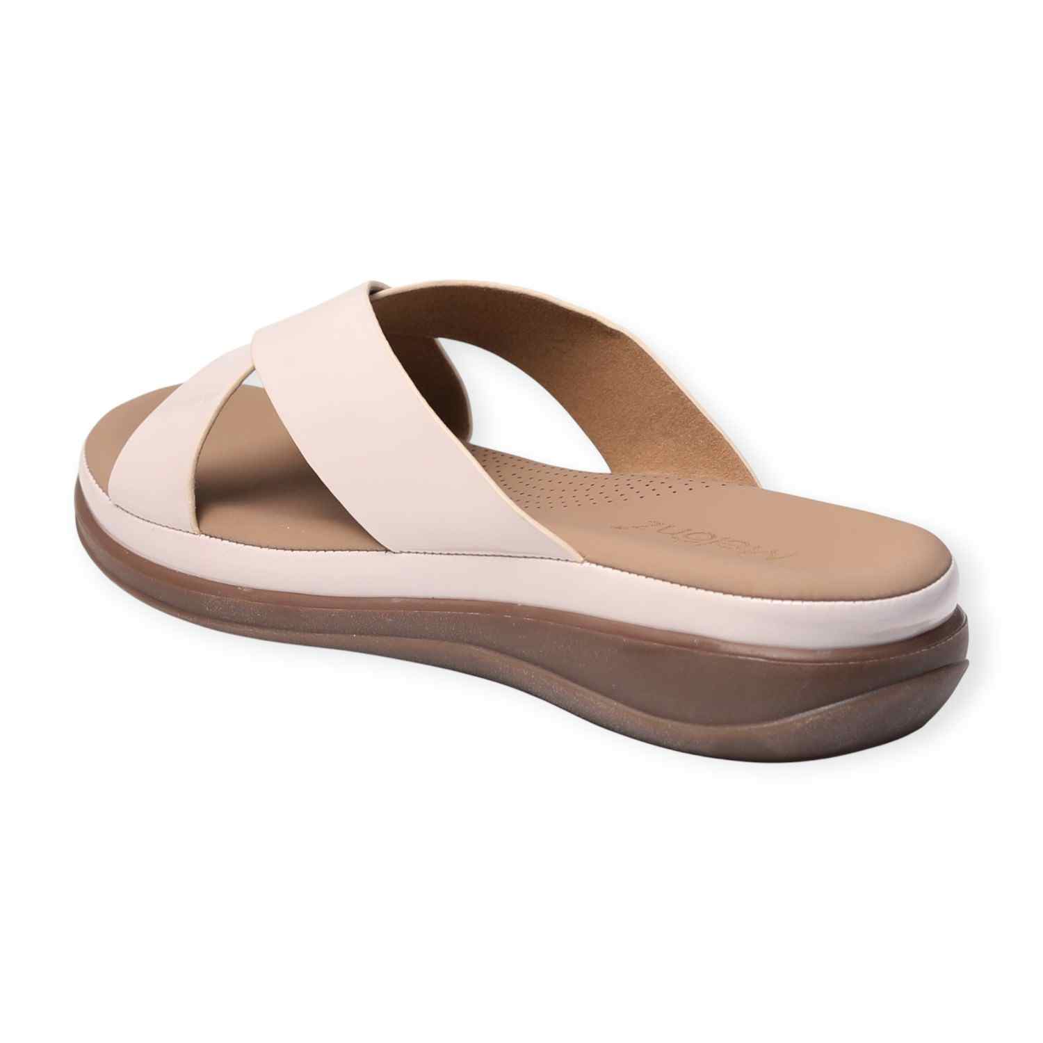 Melonz Women's Cross Strap Brown Slip-Ons