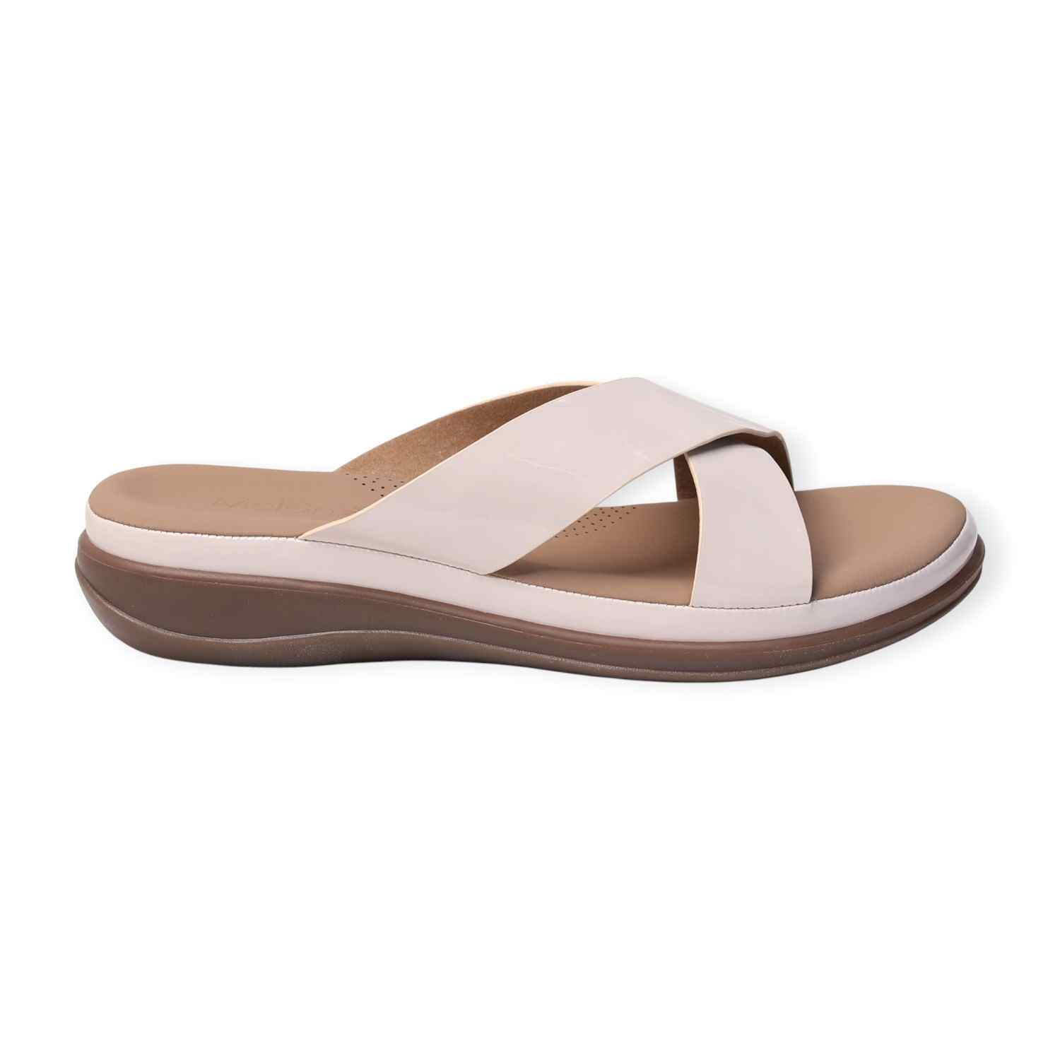 Melonz Women's Cross Strap Brown Slip-Ons