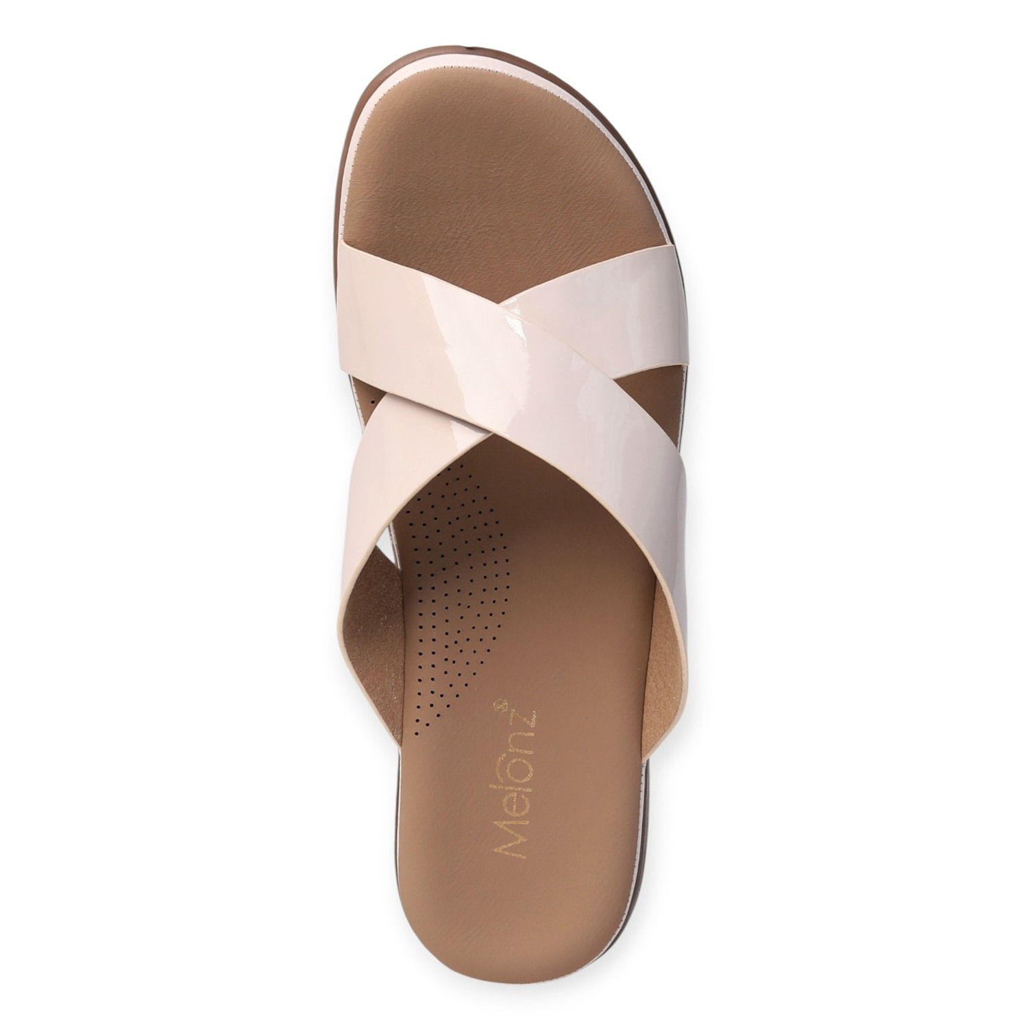 Melonz Women's Cross Strap Brown Slip-Ons