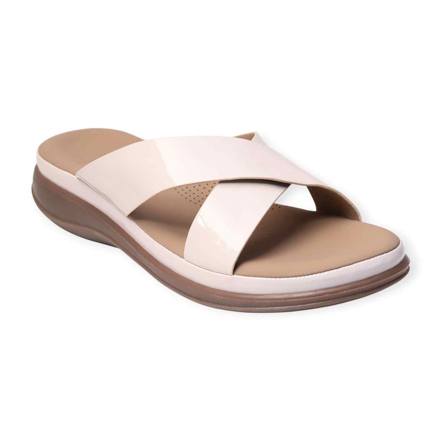 Melonz Women's Cross Strap Brown Slip-Ons