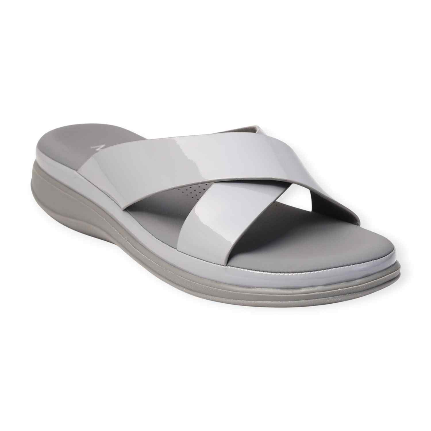 Melonz Women's Cross Strap Grey Slip-Ons