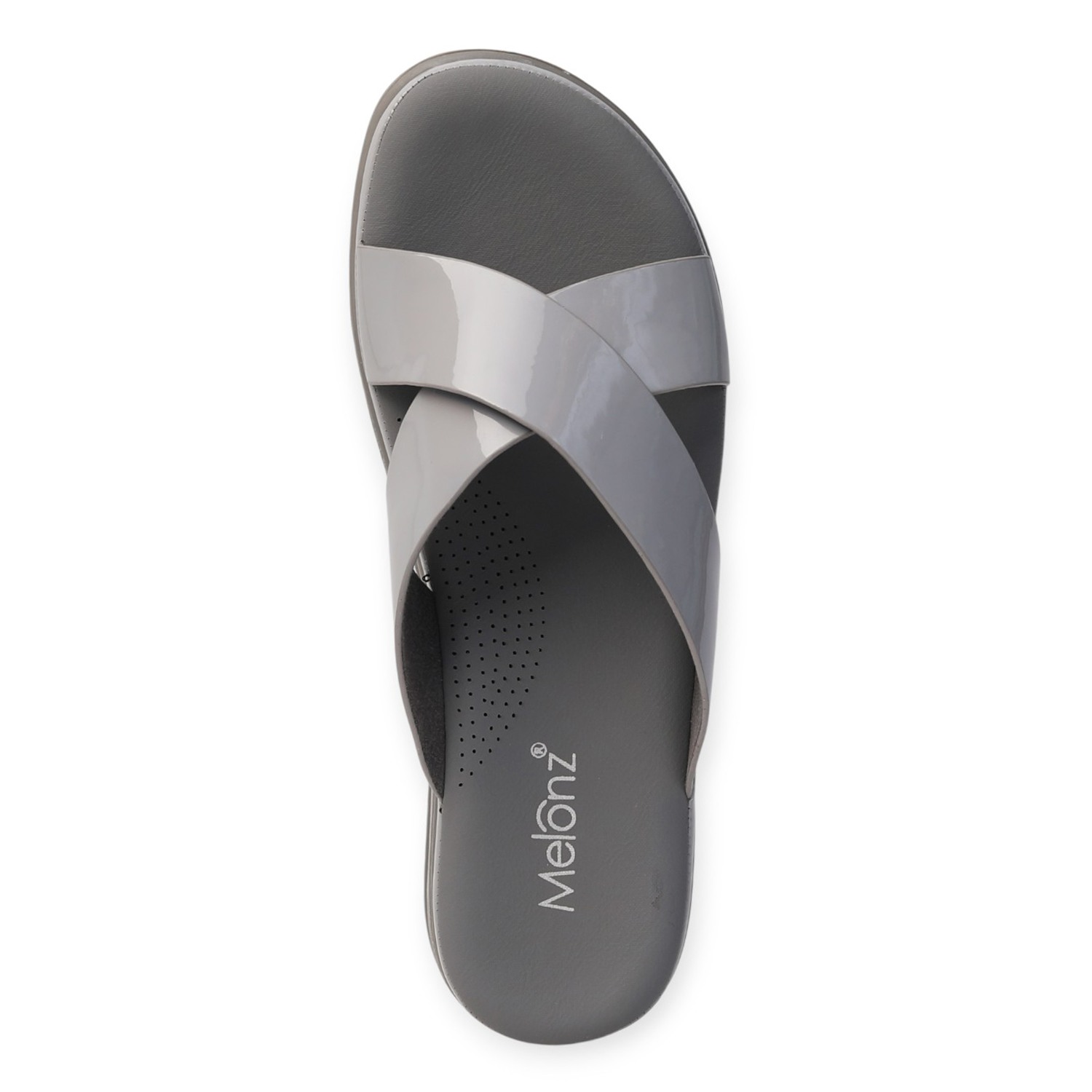 Melonz Women's Cross Strap Grey Slip-Ons