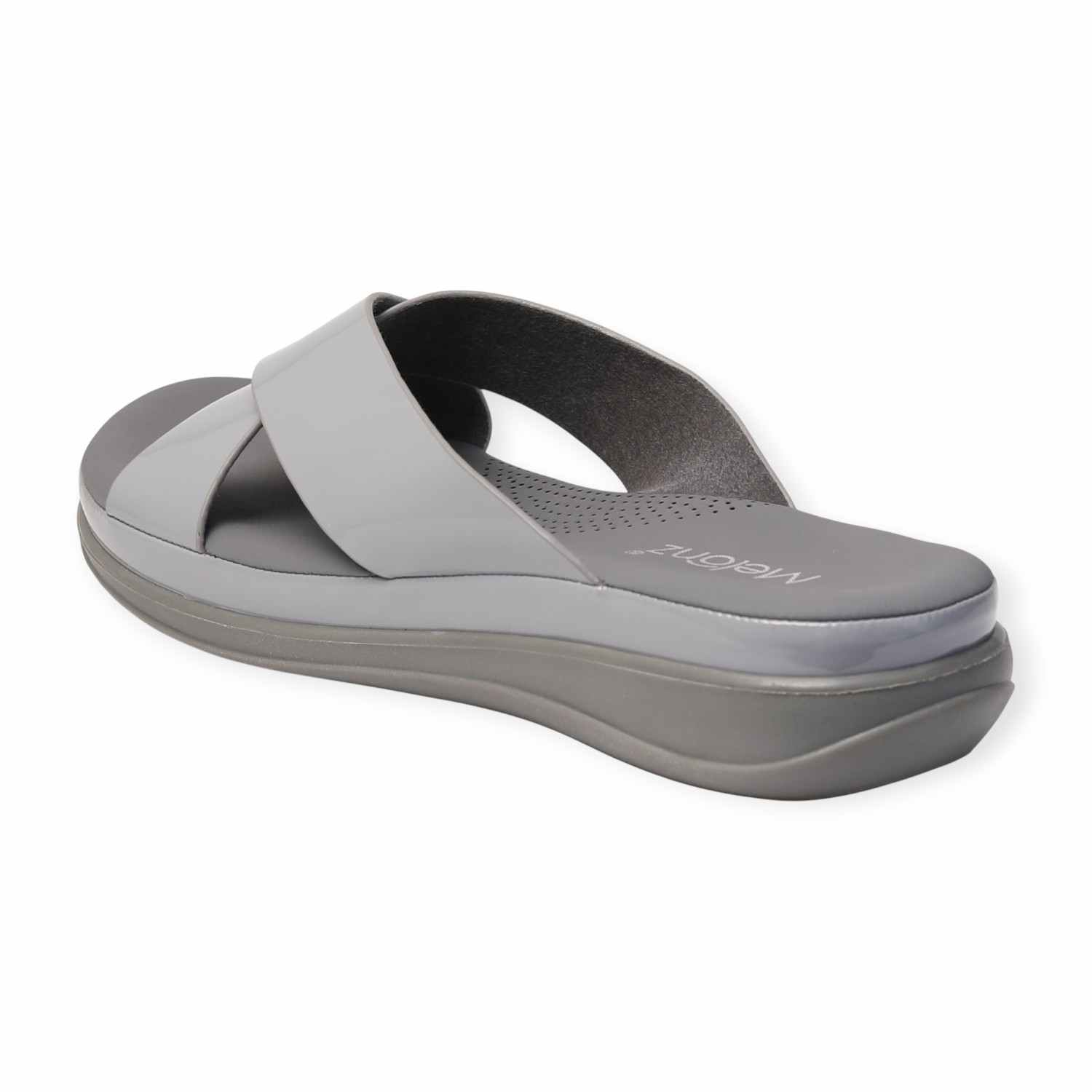 Melonz Women's Cross Strap Grey Slip-Ons