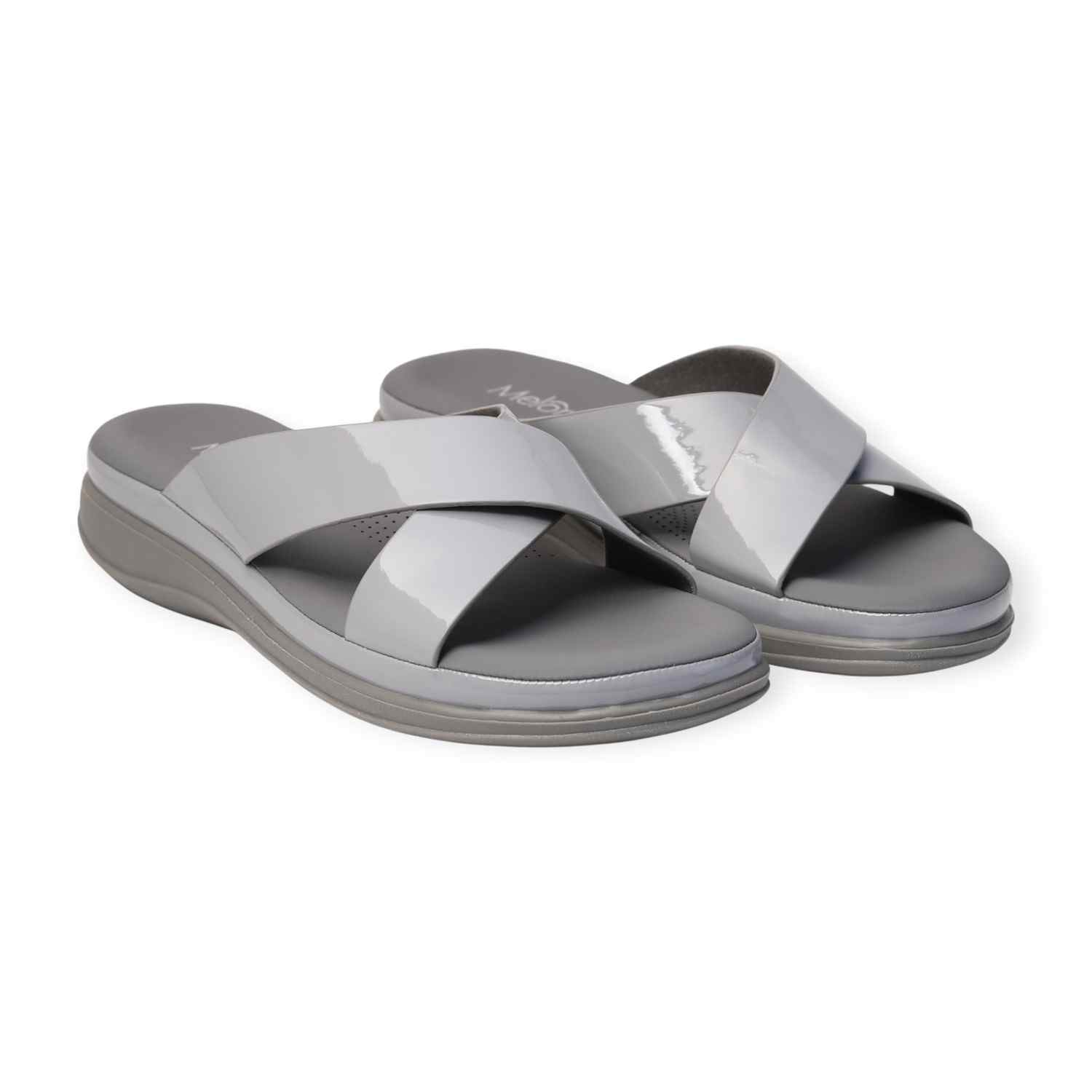 Melonz Women's Cross Strap Grey Slip-Ons