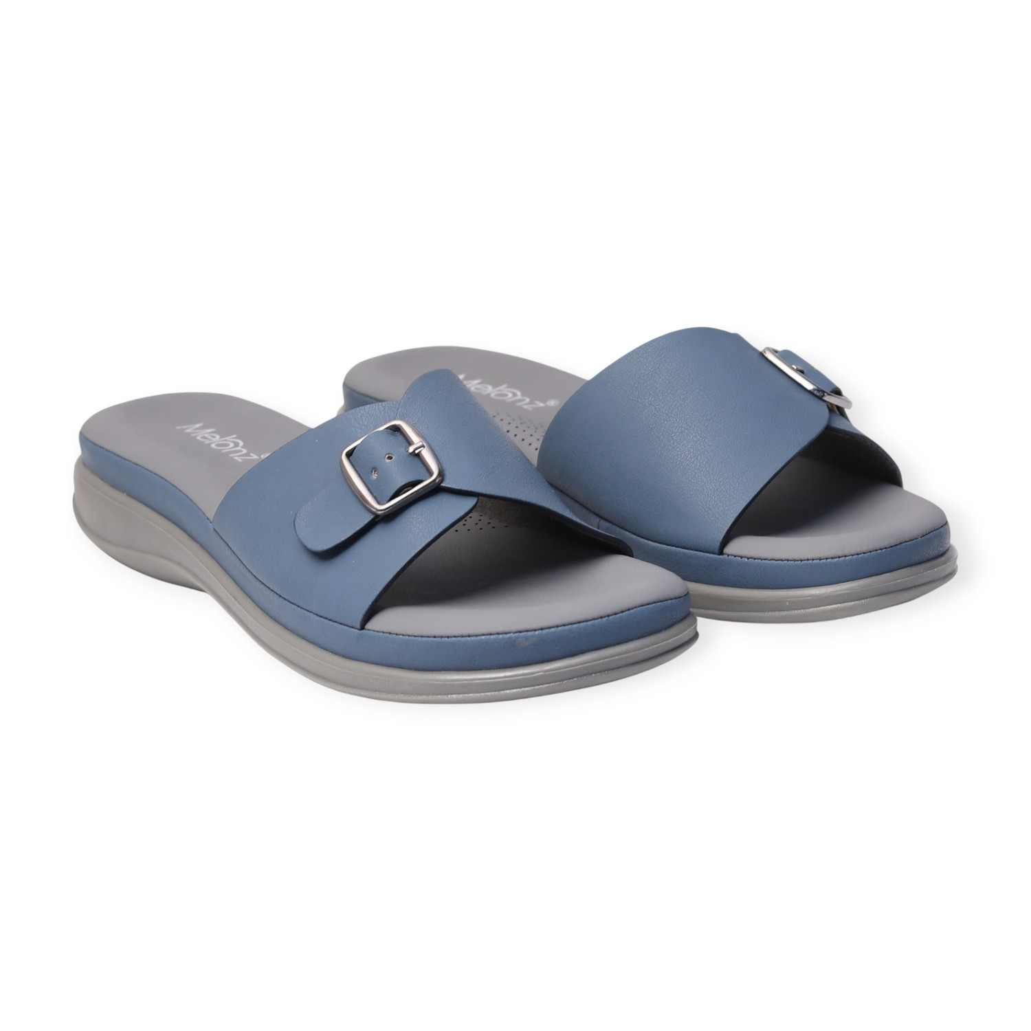 Melonz Women’s Buckle Strap Blue Sandals