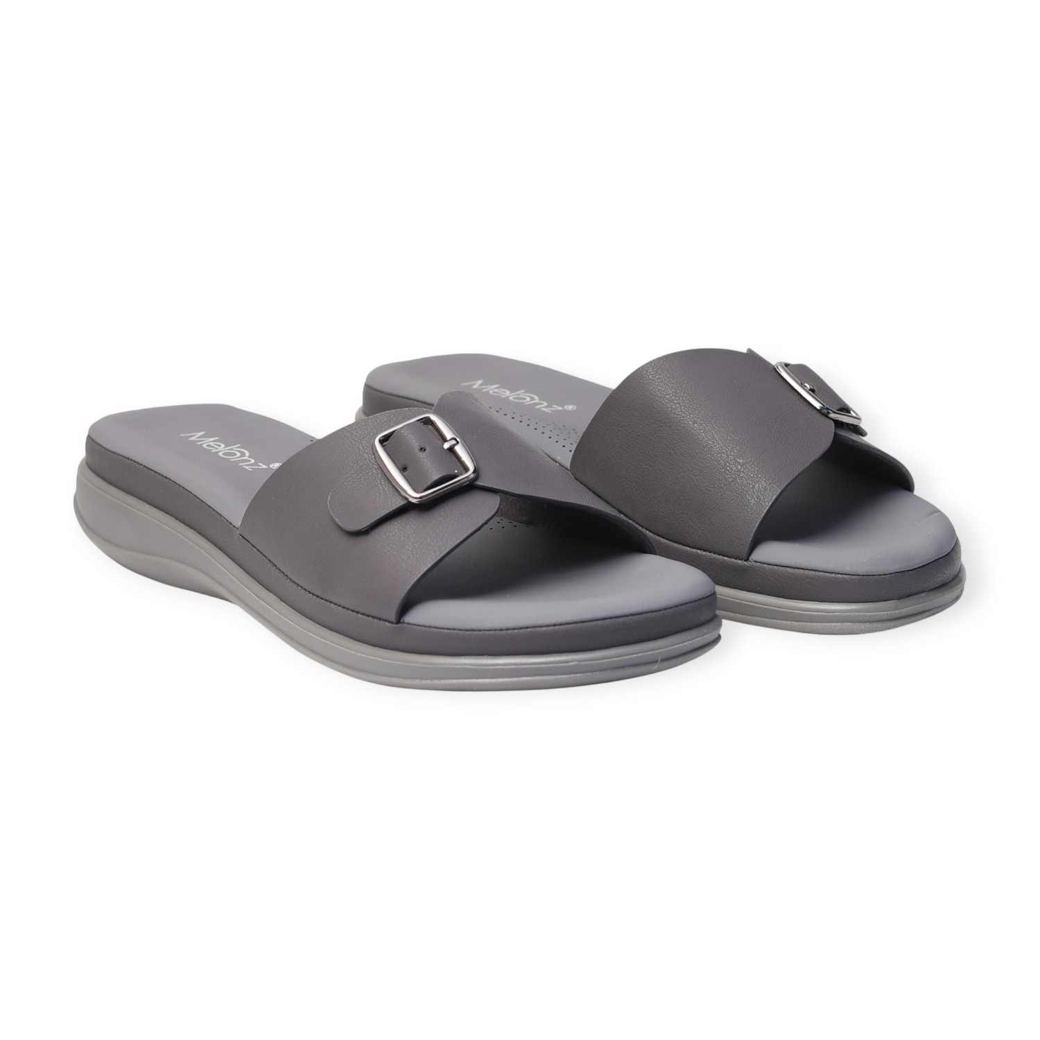 Melonz Women’s Buckle Strap Grey Sandals
