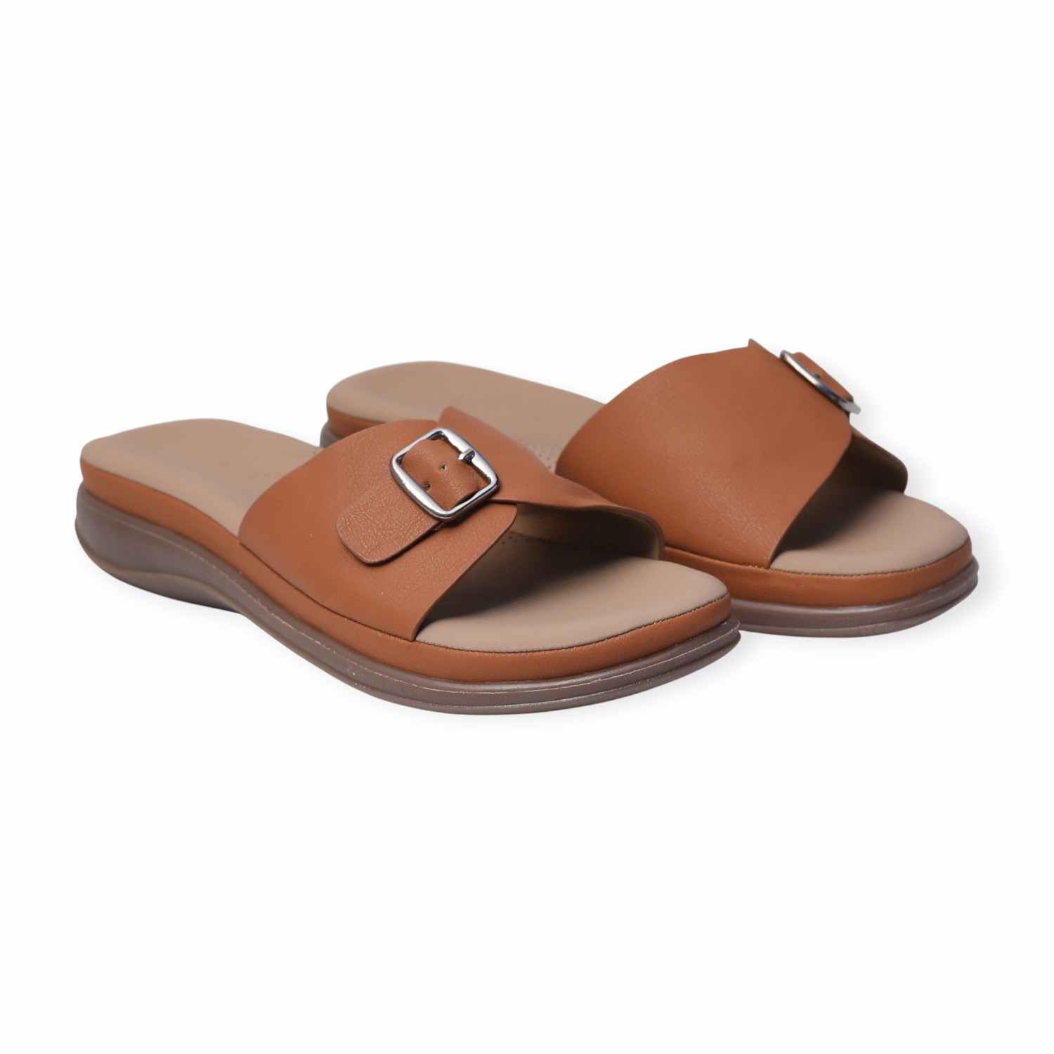 Melonz Women’s Buckle Strap Tan Sandals