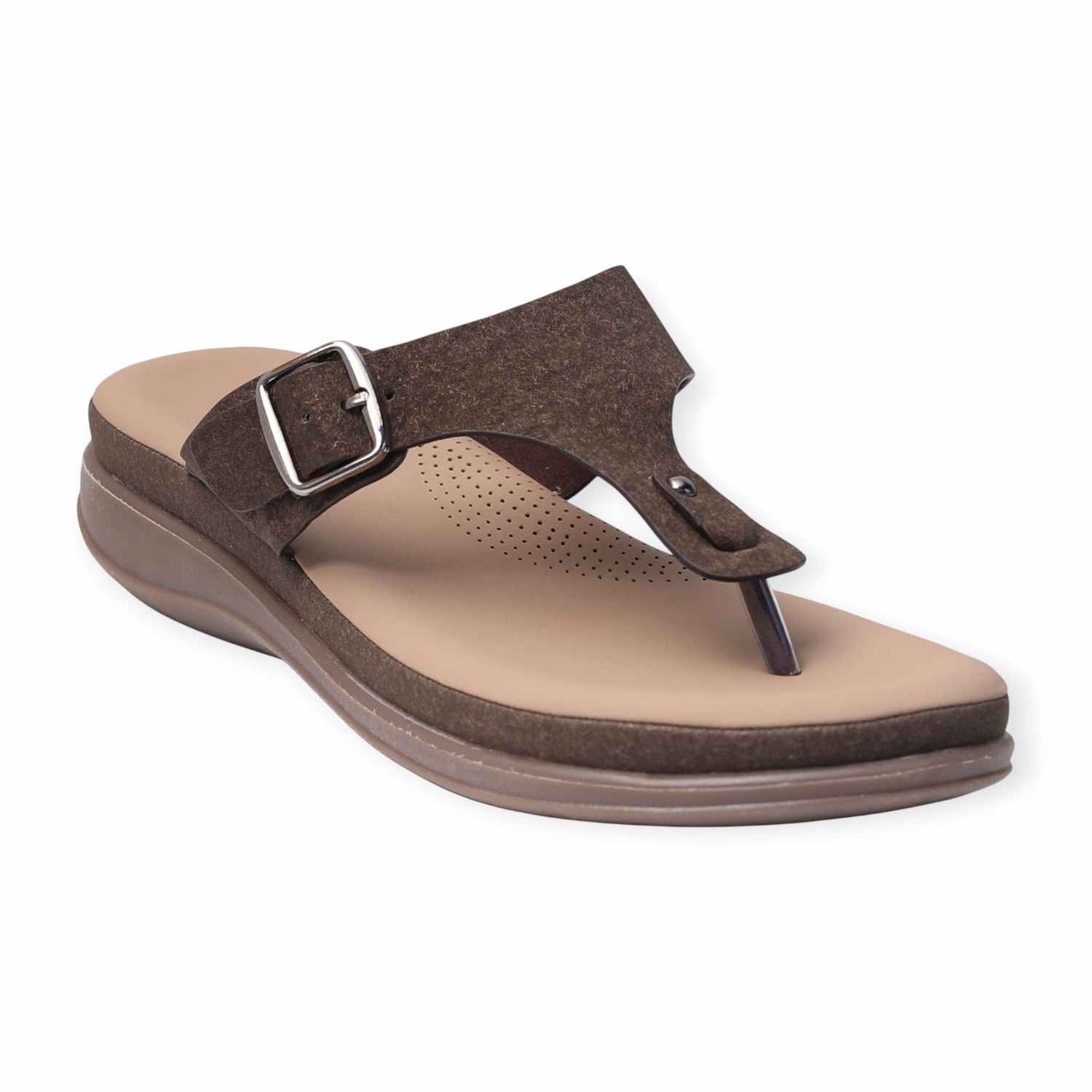 Melonz Women’s Buckle-Strap Brown Sandals