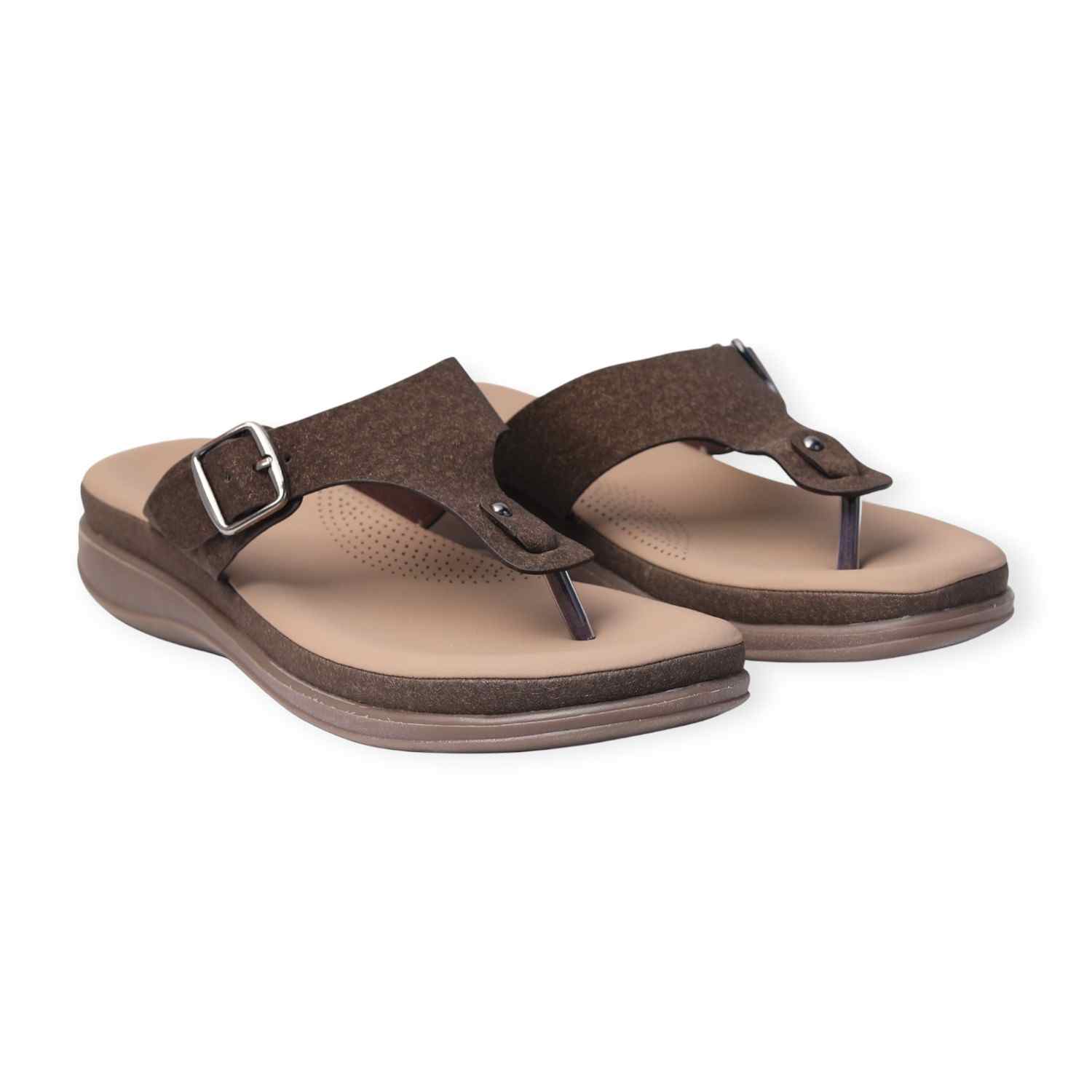 Melonz Women’s Buckle-Strap Brown Sandals