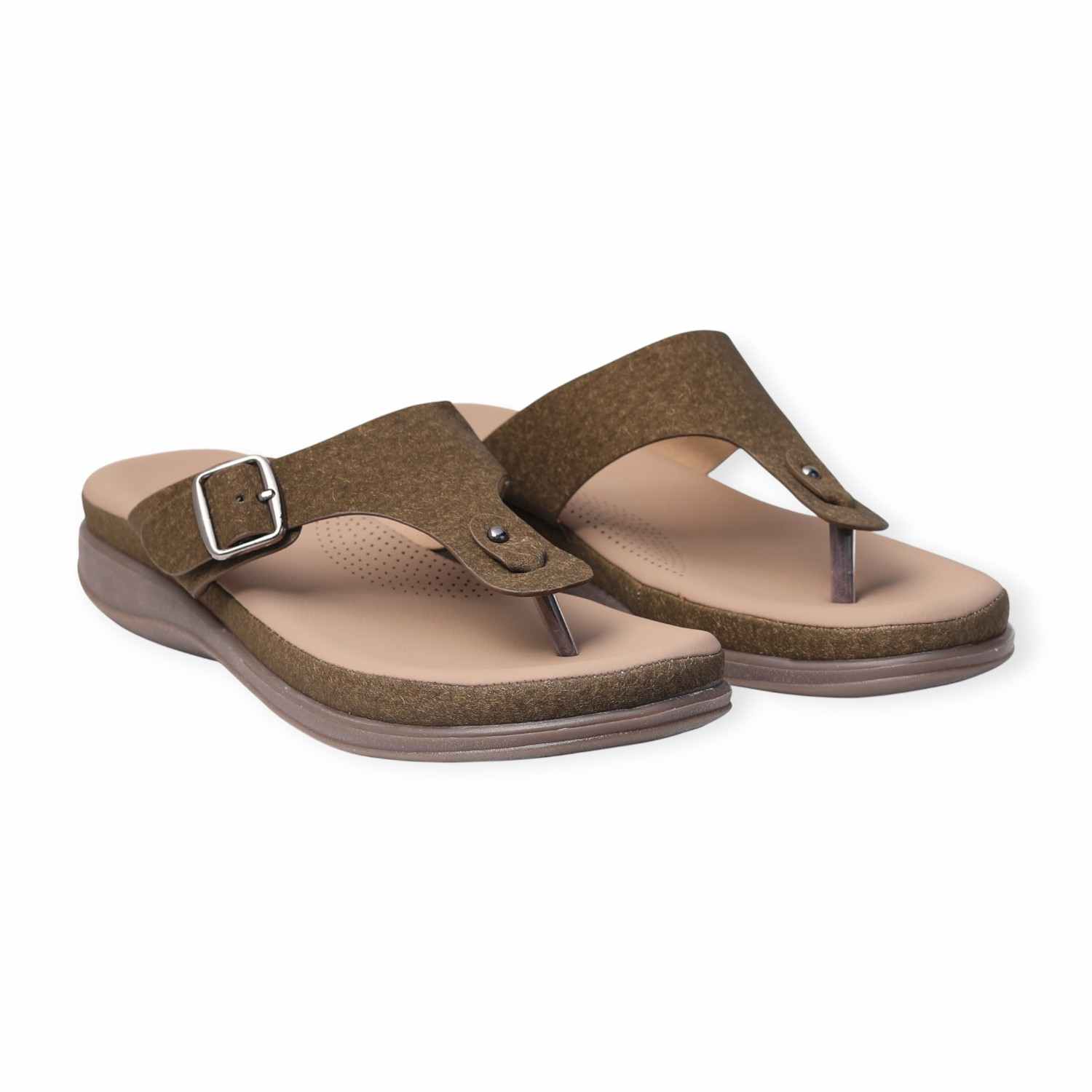 Melonz Women’s Buckle-Strap Olive Sandals