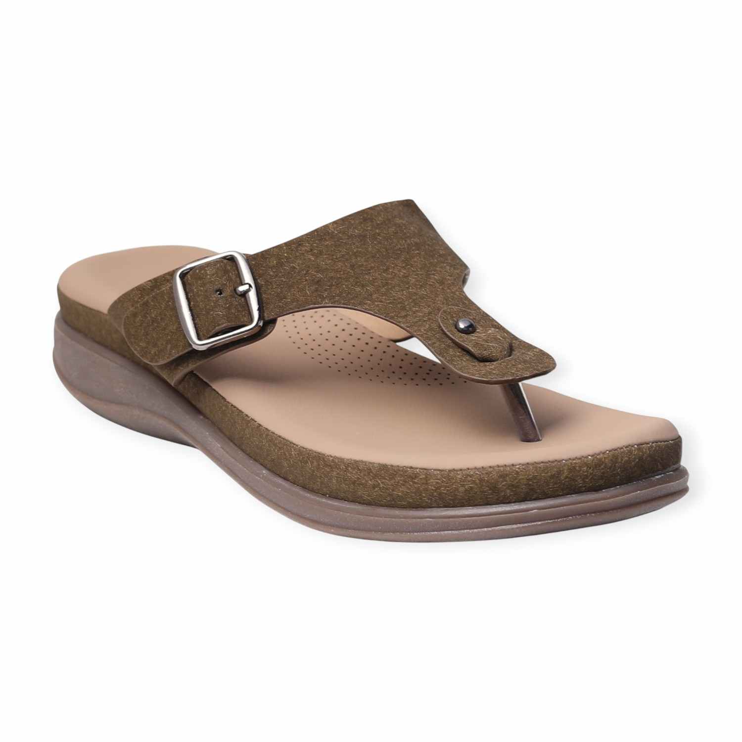Melonz Women’s Buckle-Strap Olive Sandals
