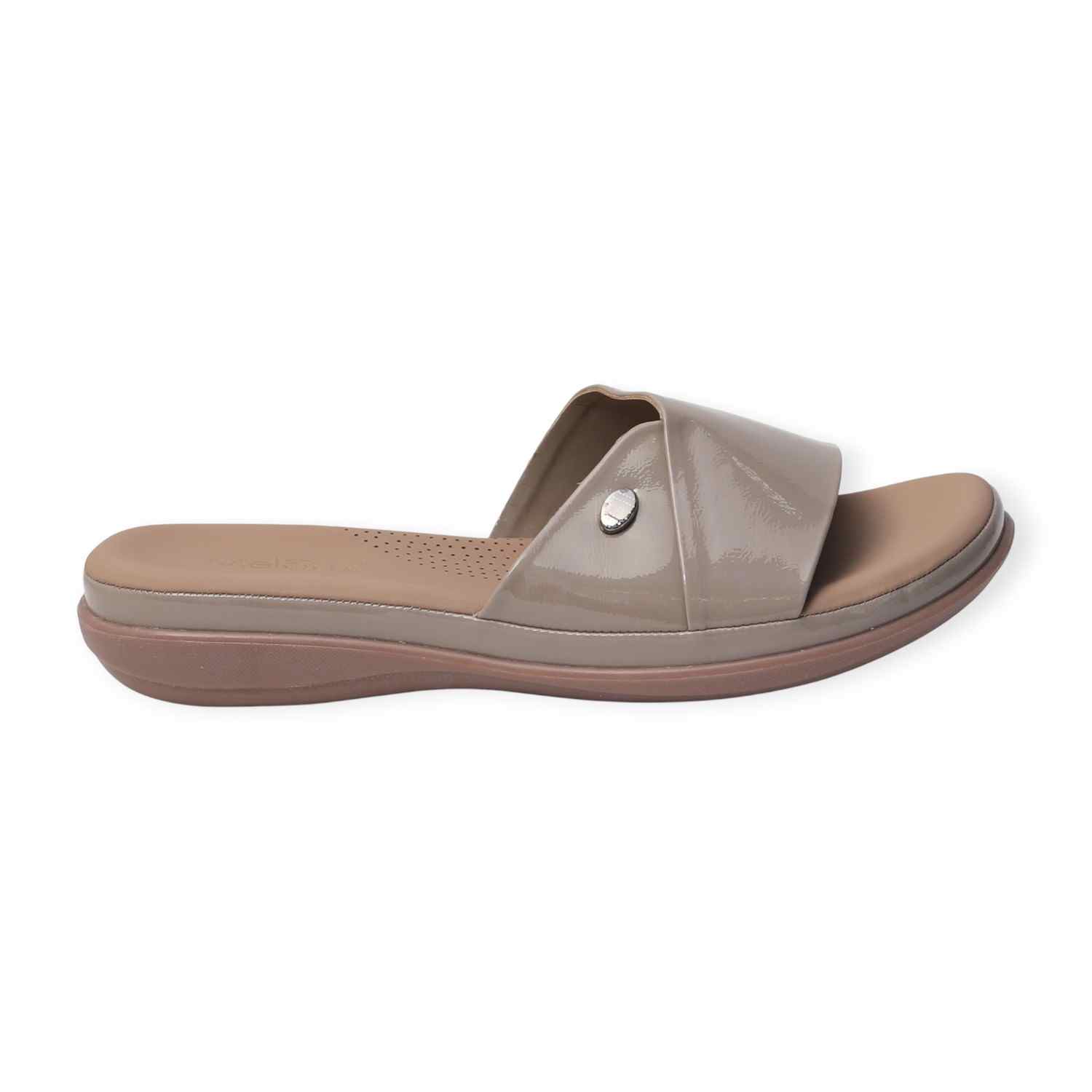 Melonz Women's Beige Glossy Slides