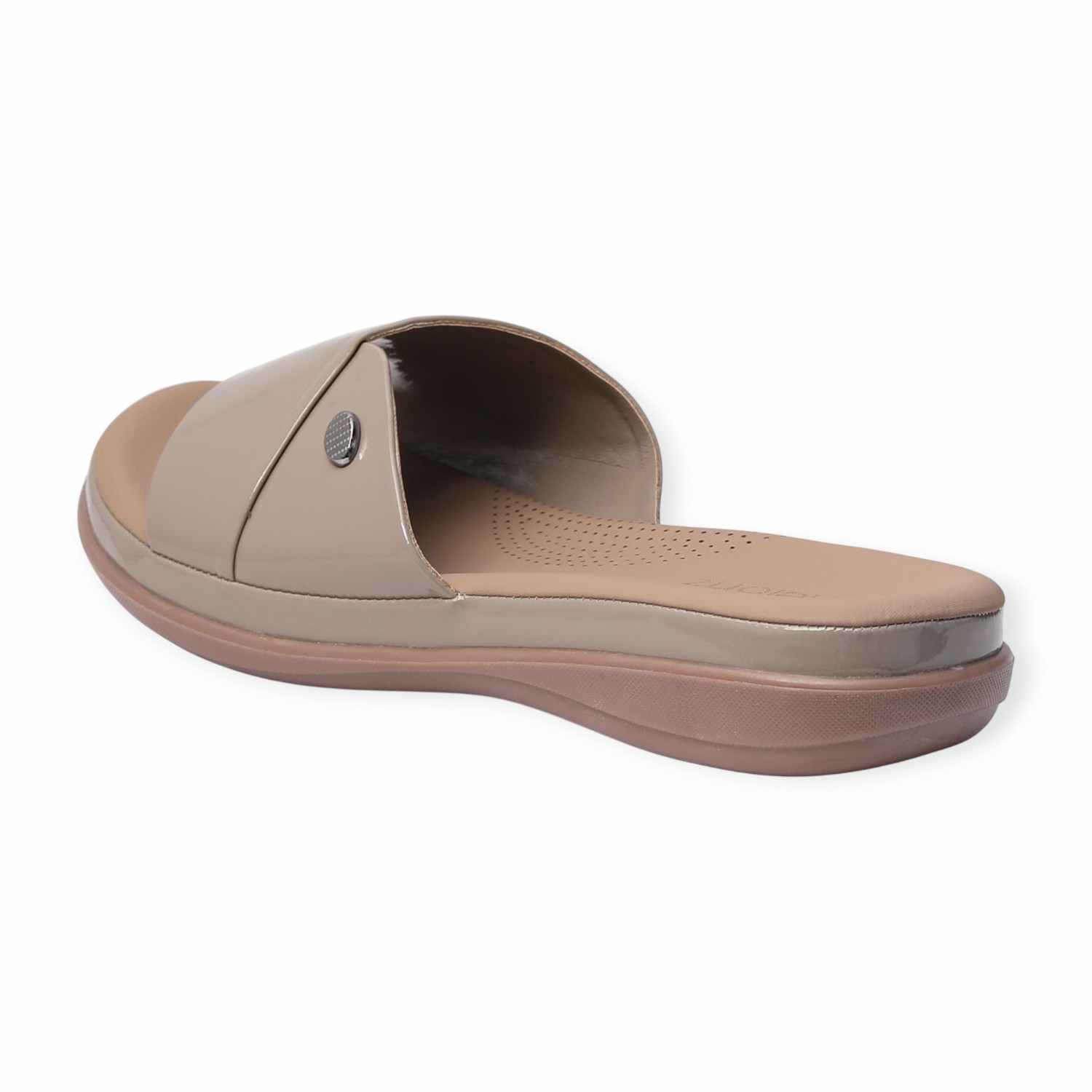 Melonz Women's Beige Glossy Slides