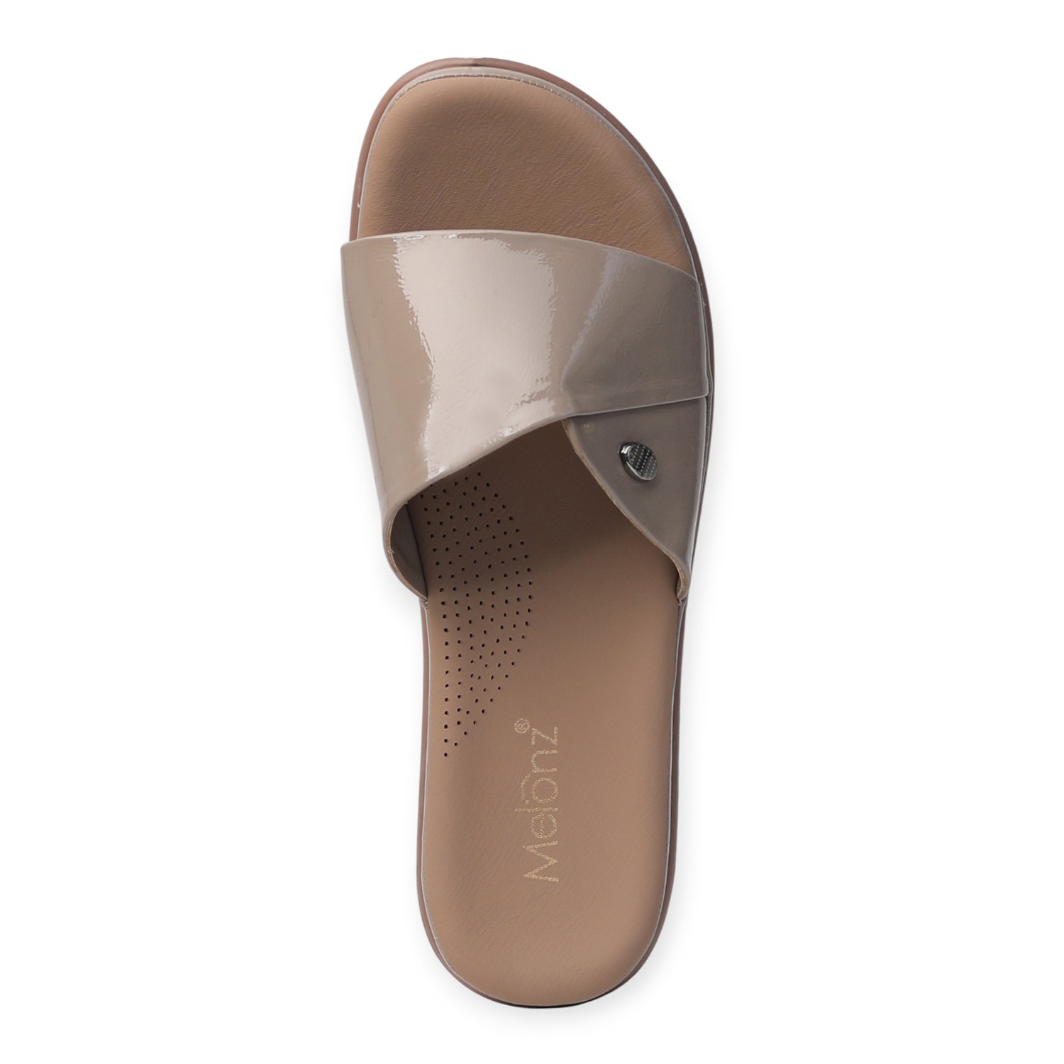 Melonz Women's Beige Glossy Slides