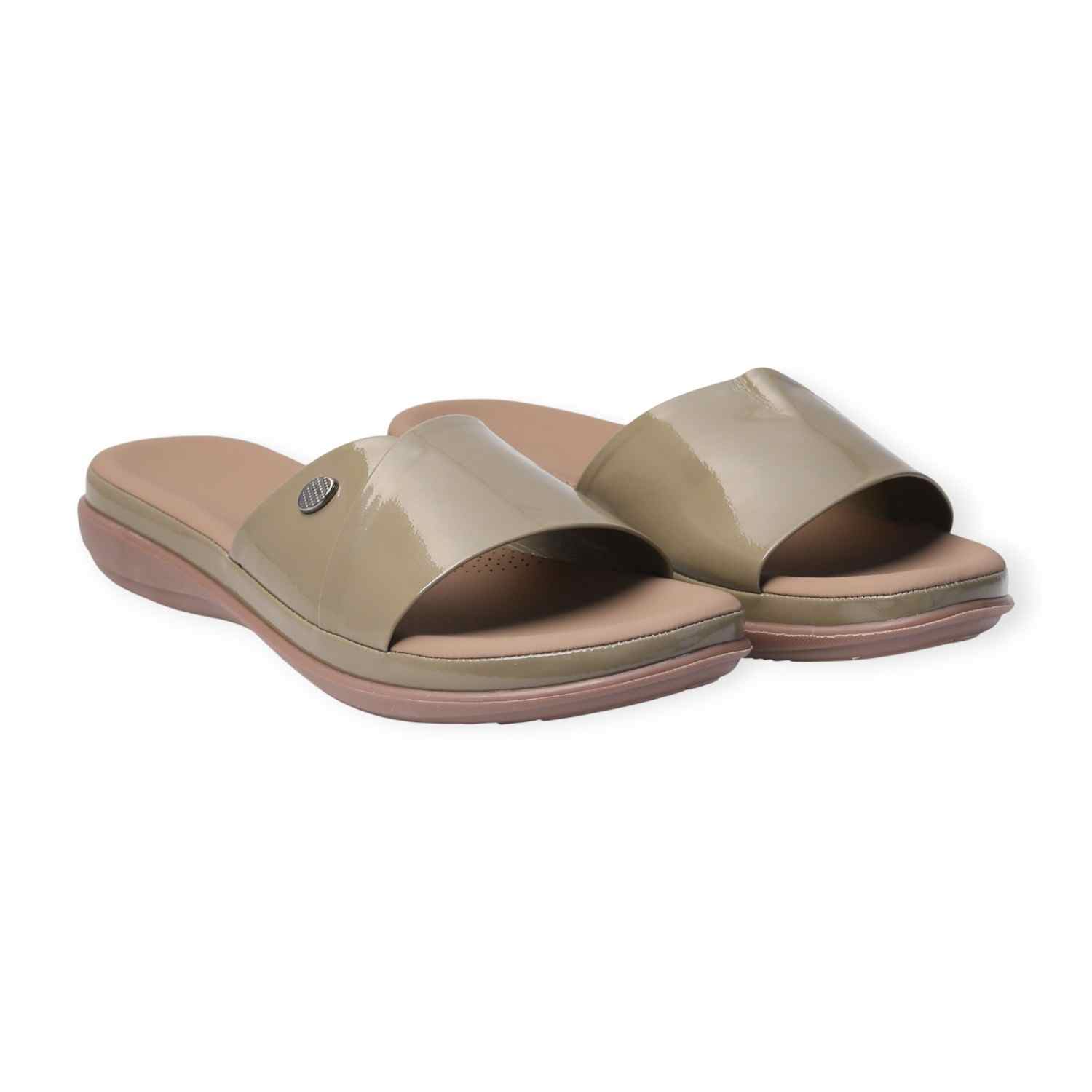 Melonz Women's Green Glossy Slides