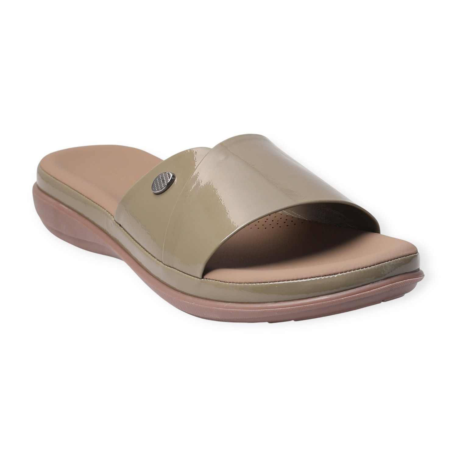 Melonz Women's Green Glossy Slides