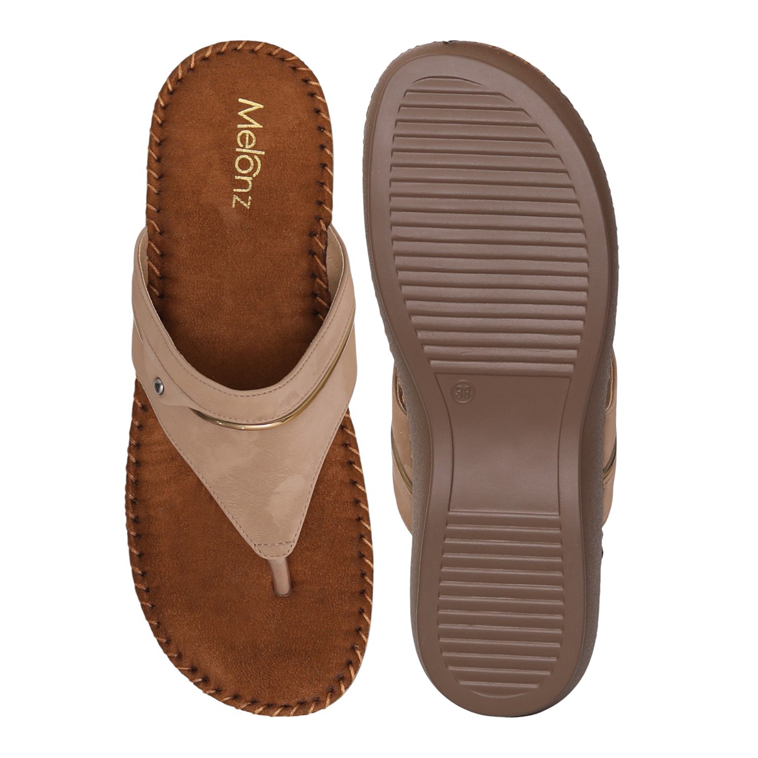 Women Almond Tone Stitch Wedges