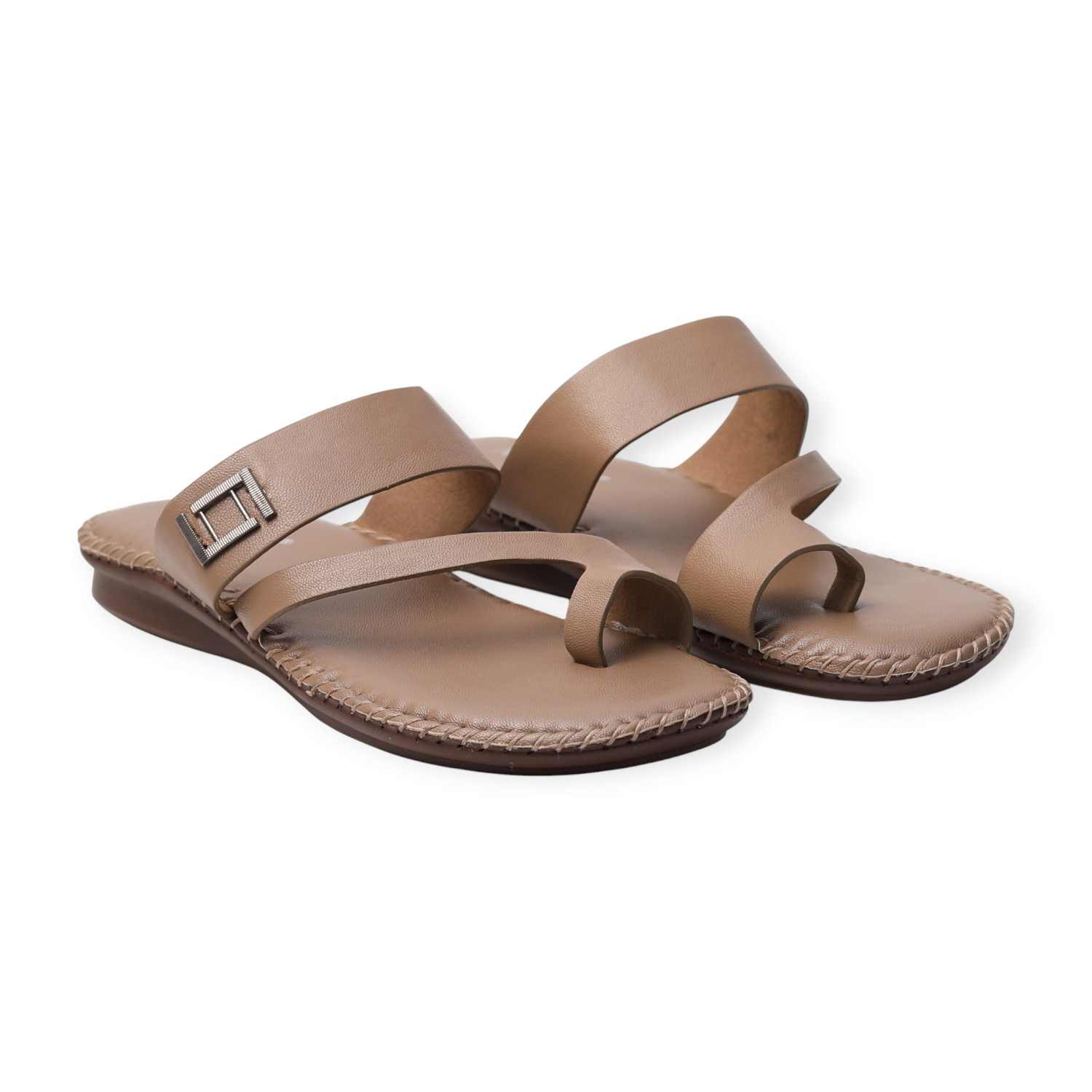 Melonz Women’s Cross-Strap Beige Slip-Ons