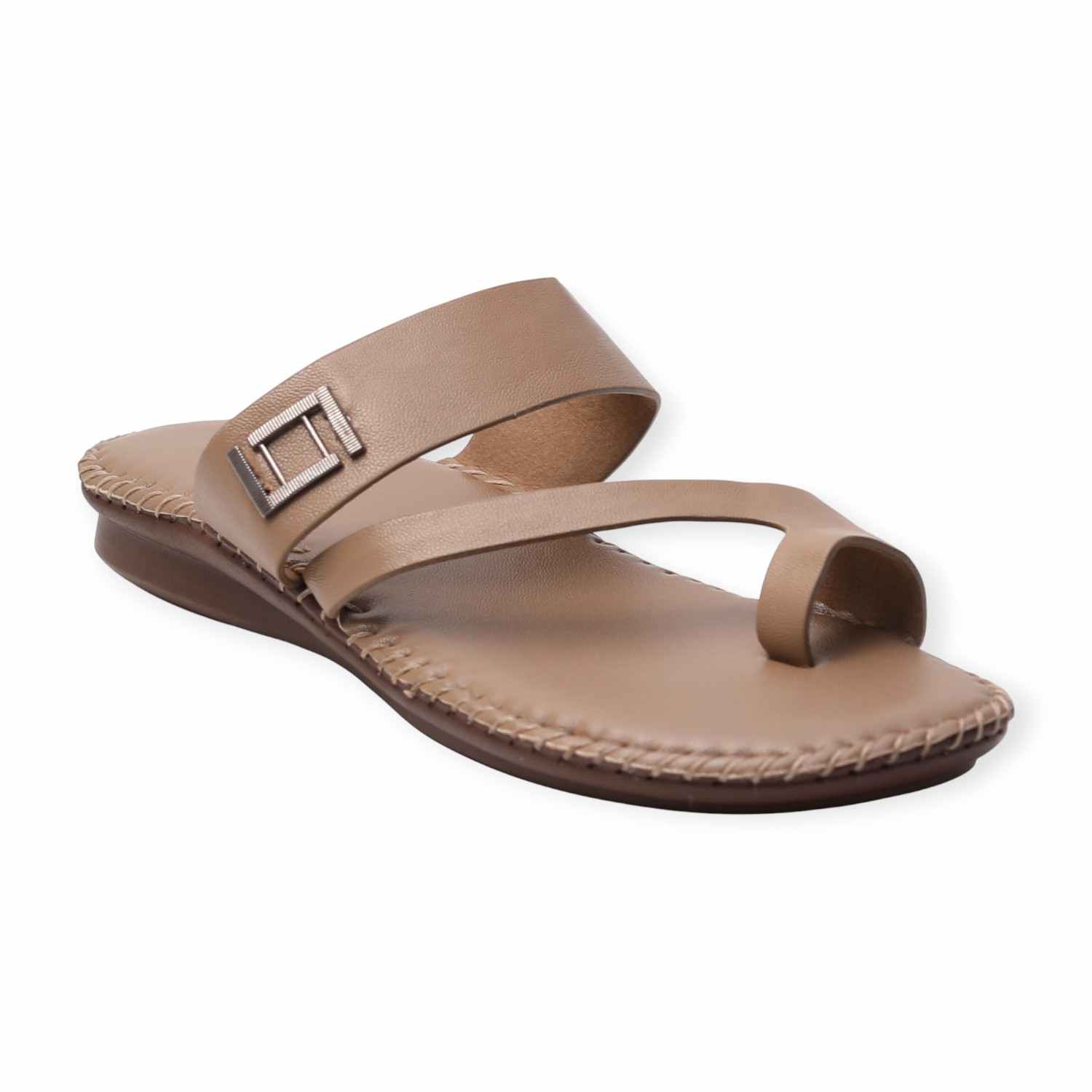 Melonz Women’s Cross-Strap Beige Slip-Ons