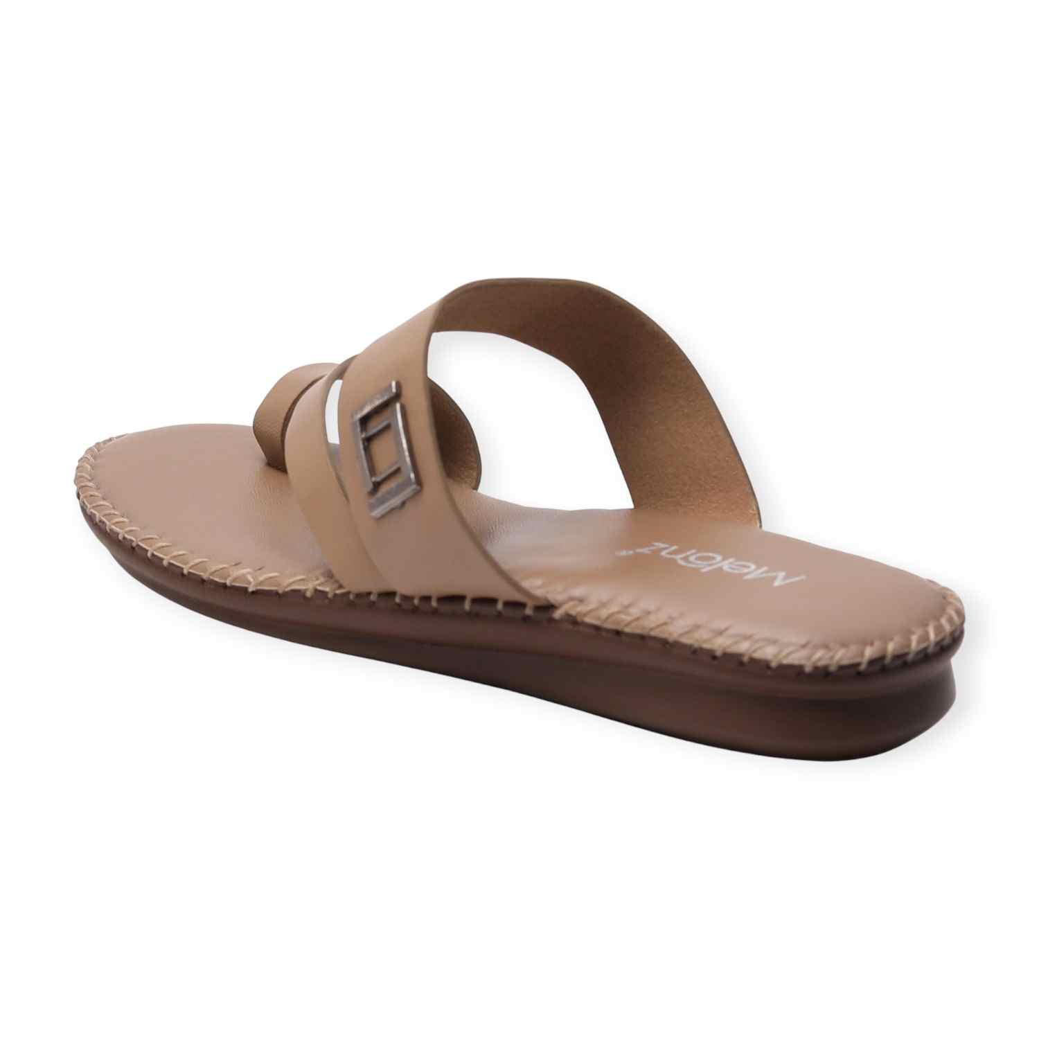 Melonz Women’s Cross-Strap Beige Slip-Ons