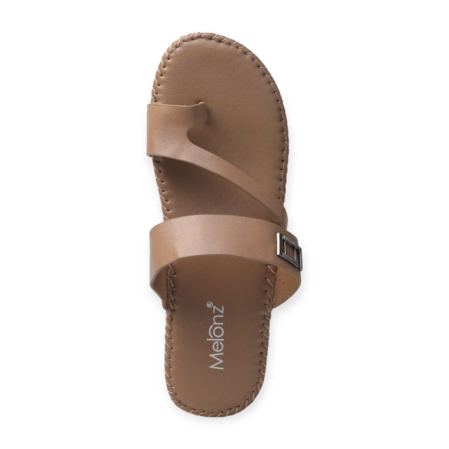 Melonz Women’s Cross-Strap Beige Slip-Ons