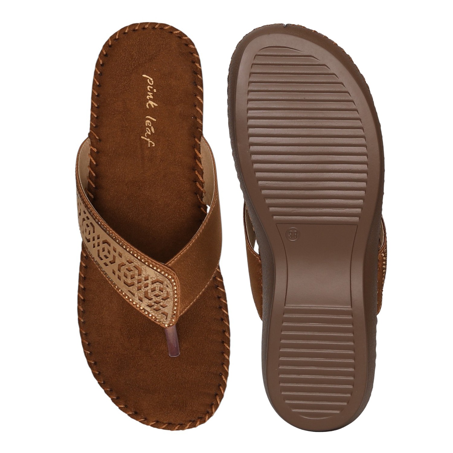 Women's Mocha Filigree Thong Sandals