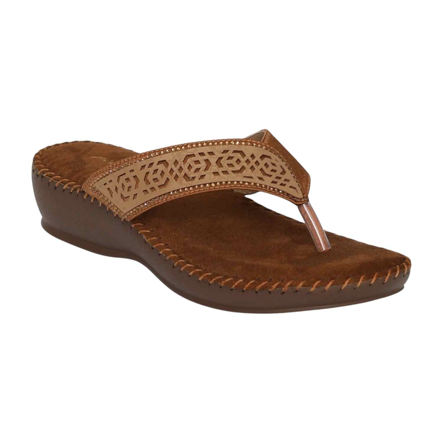 Women's Mocha Filigree Thong Sandals