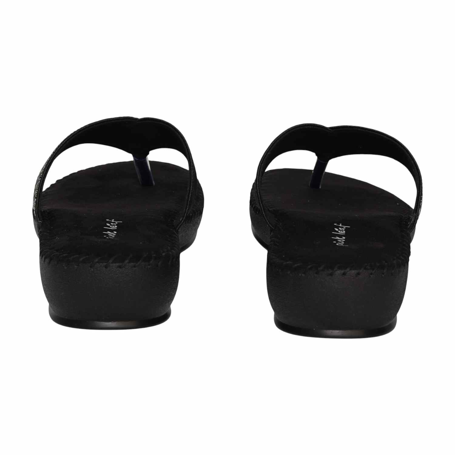 Women's Jet Black Filigree Thong Sandals