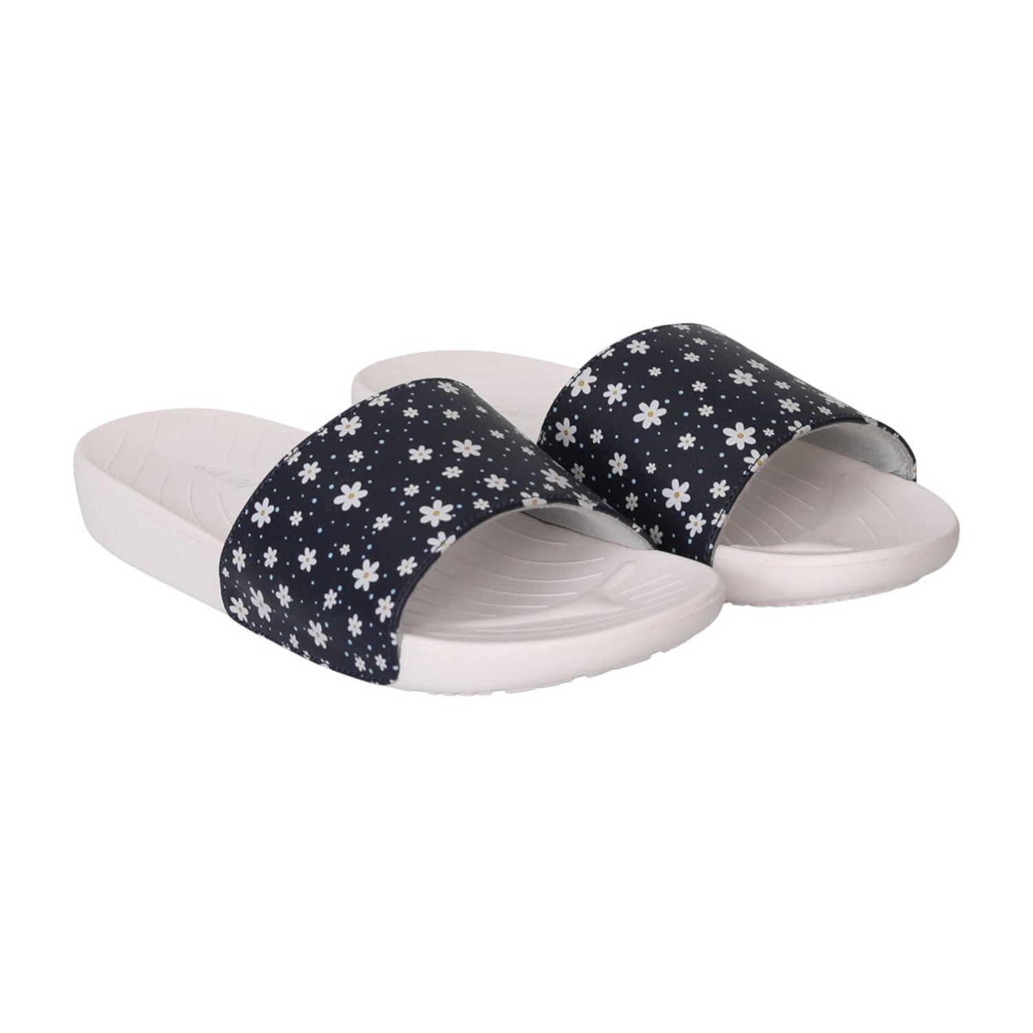 Women Blue Floral Slides