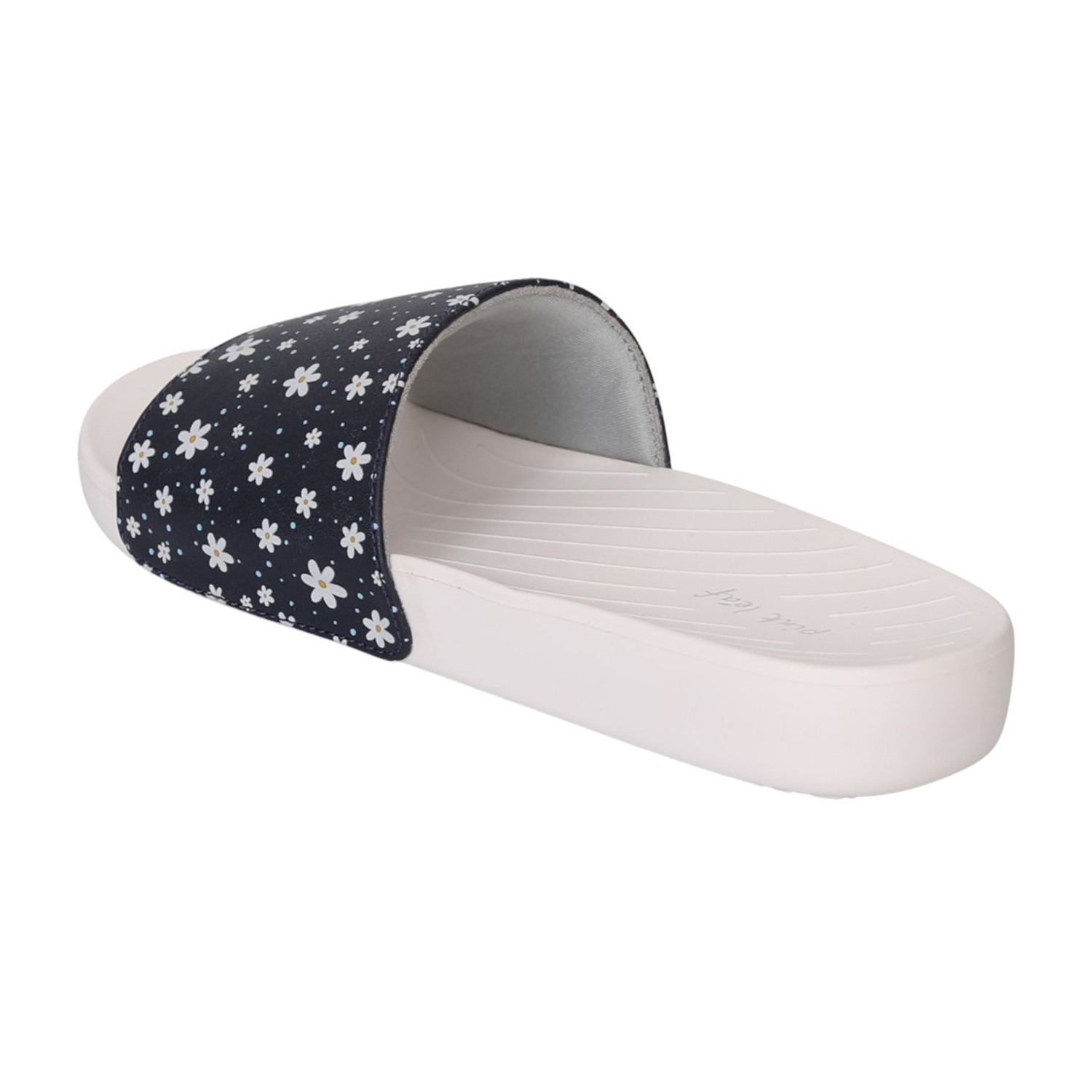 Women Blue Floral Slides