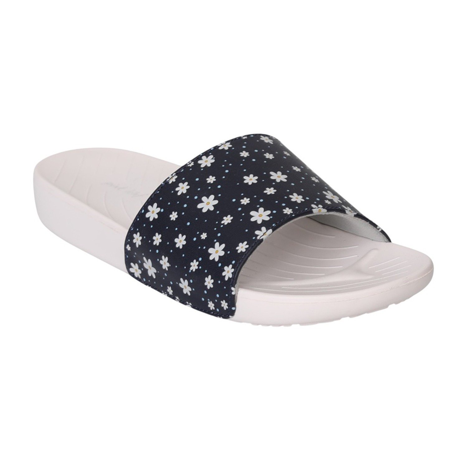 Women Blue Floral Slides