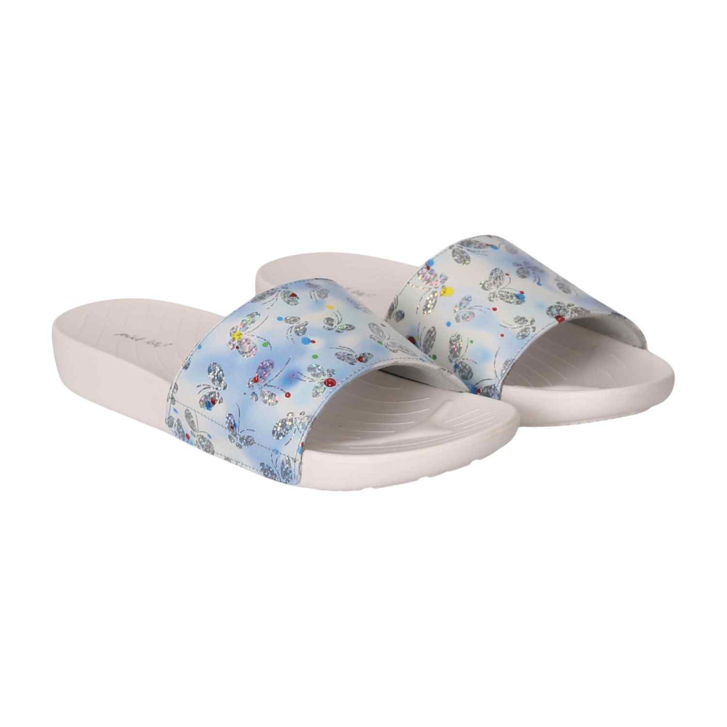 Women Blue Blossom Slide Sandals