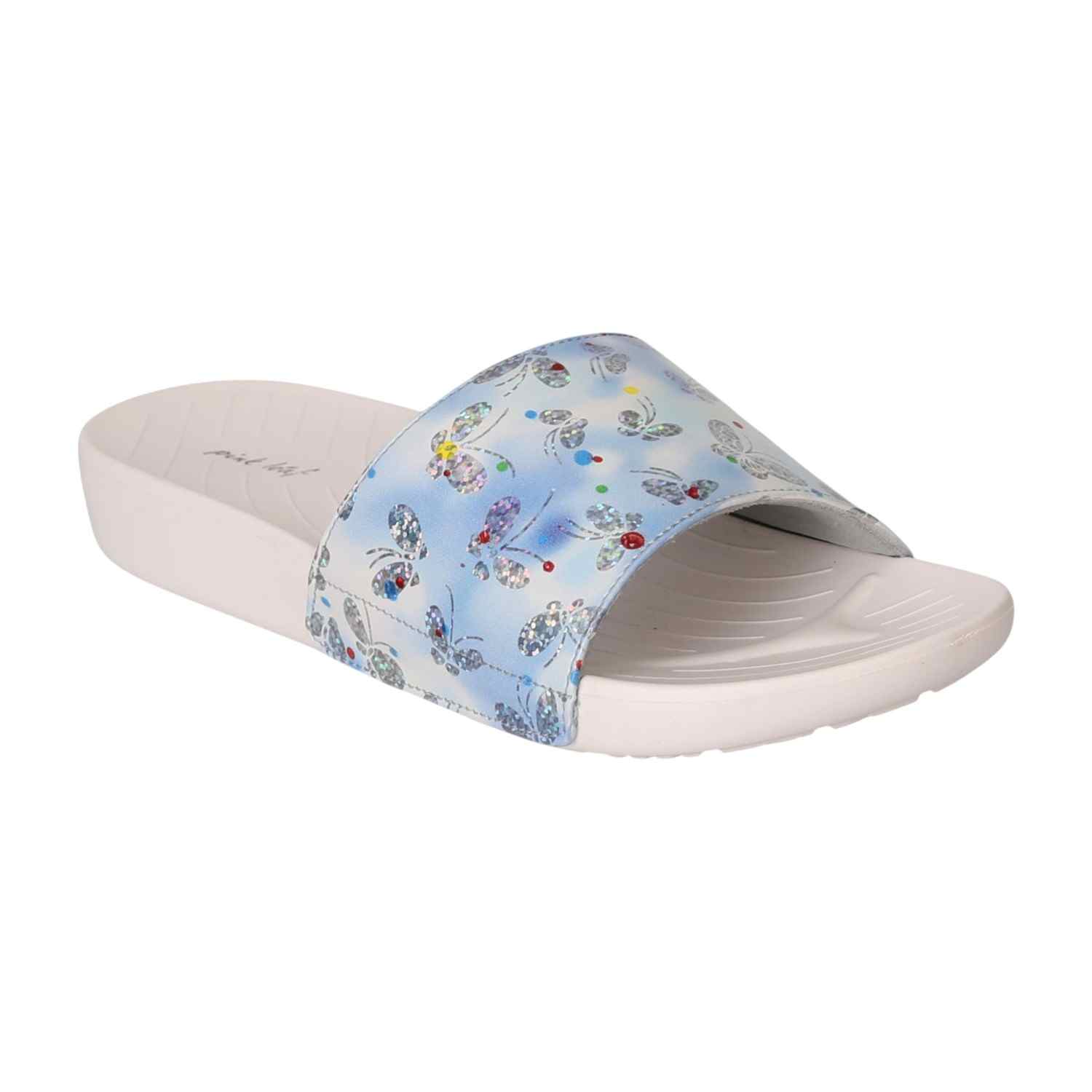 Women Blue Blossom Slide Sandals