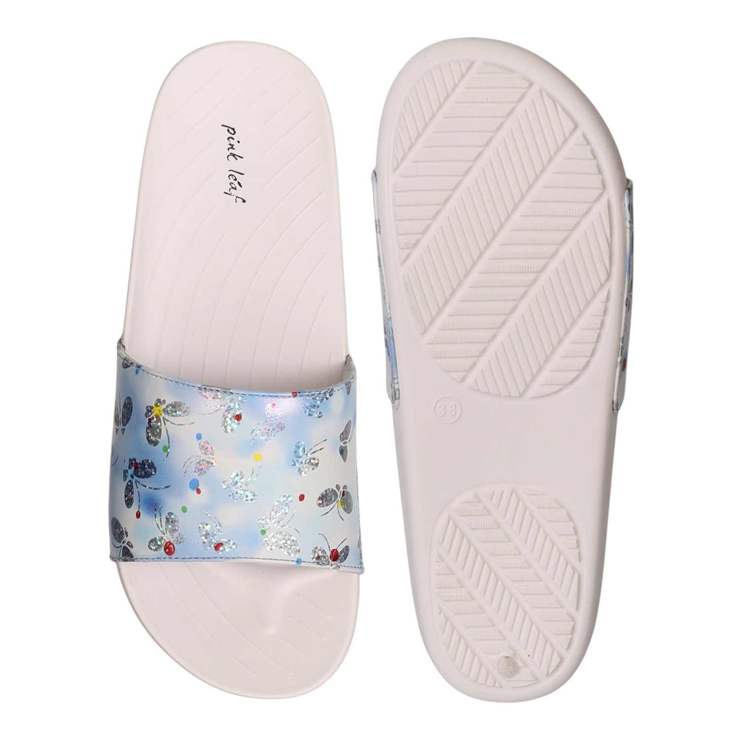 Women Blue Blossom Slide Sandals