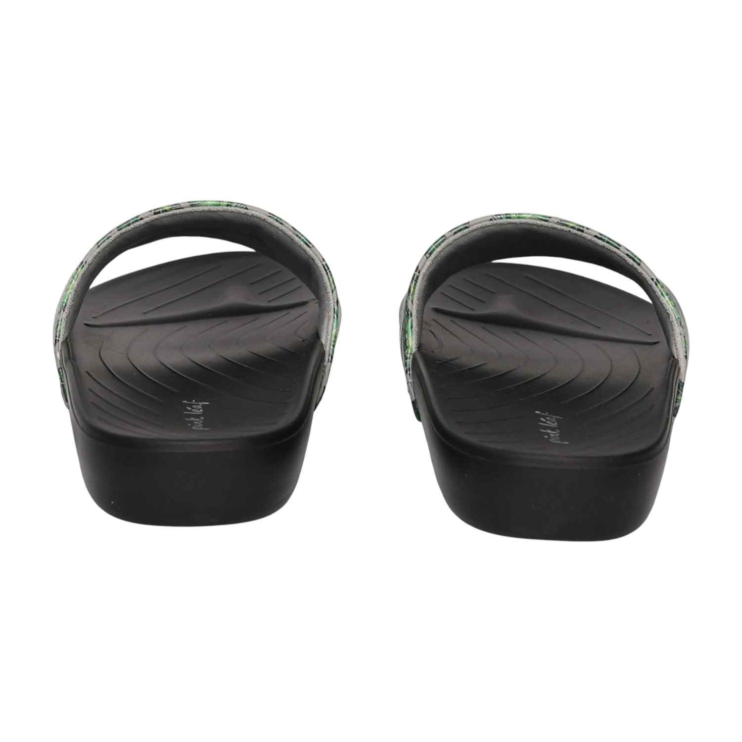 Womens Tropical Noir Leaf Slides