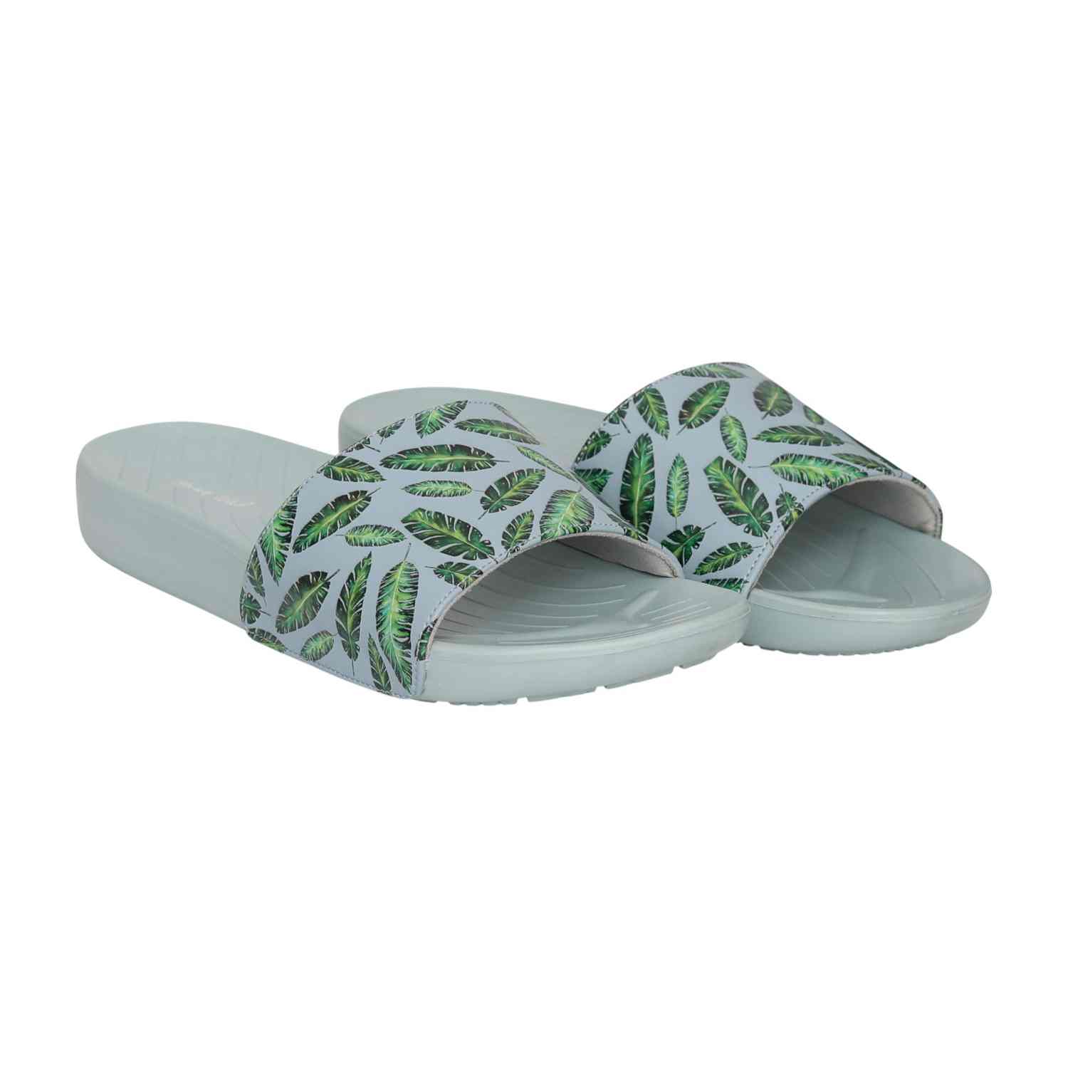Womens Aqua Leaf Breeze Slides