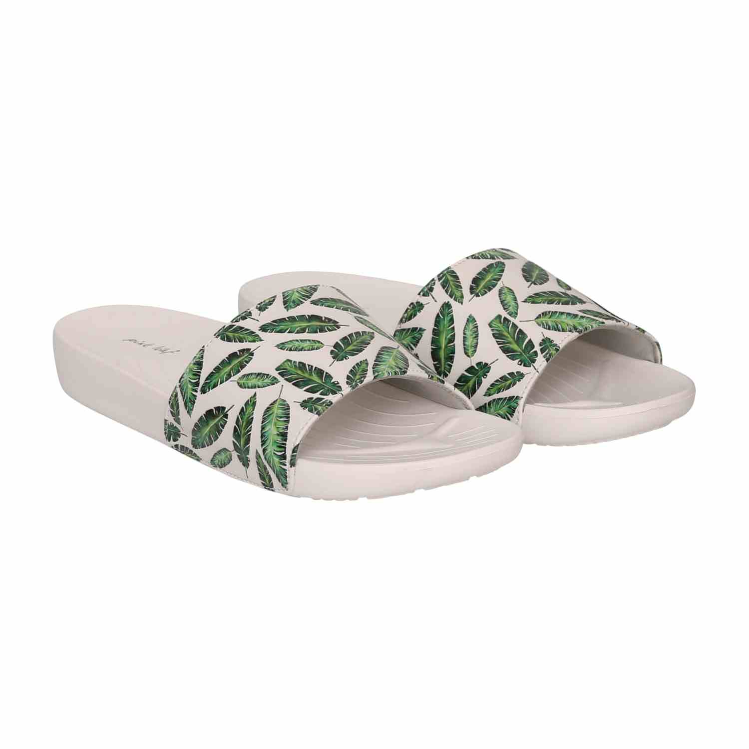 Womens Ivory Leaf Whisper Slides