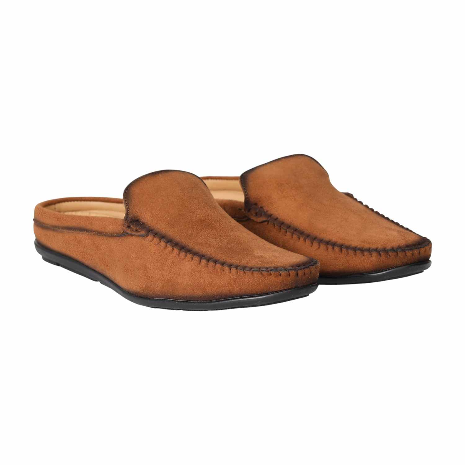 Men Tan Classic Mule Loafers