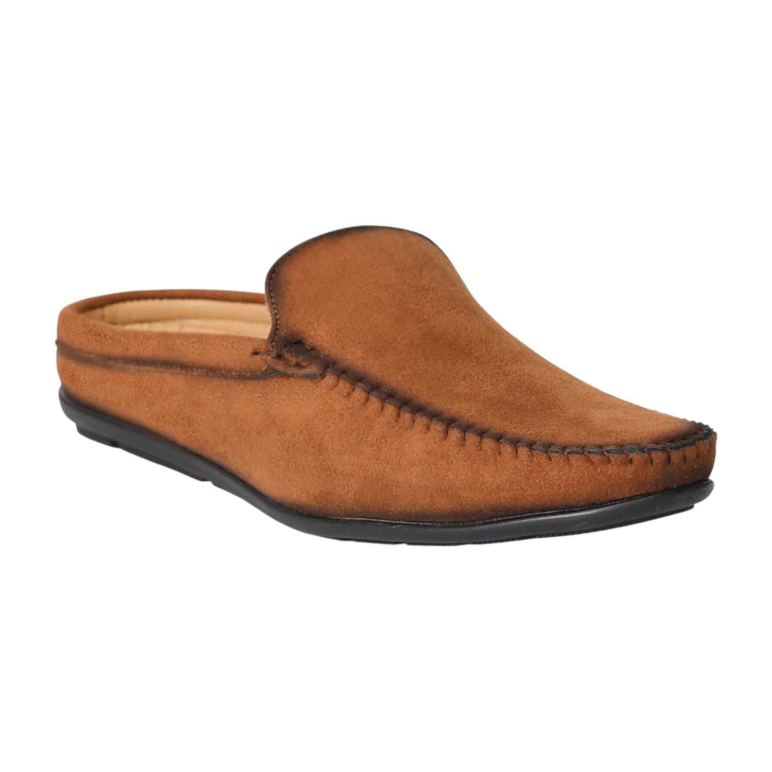 Men Tan Classic Mule Loafers