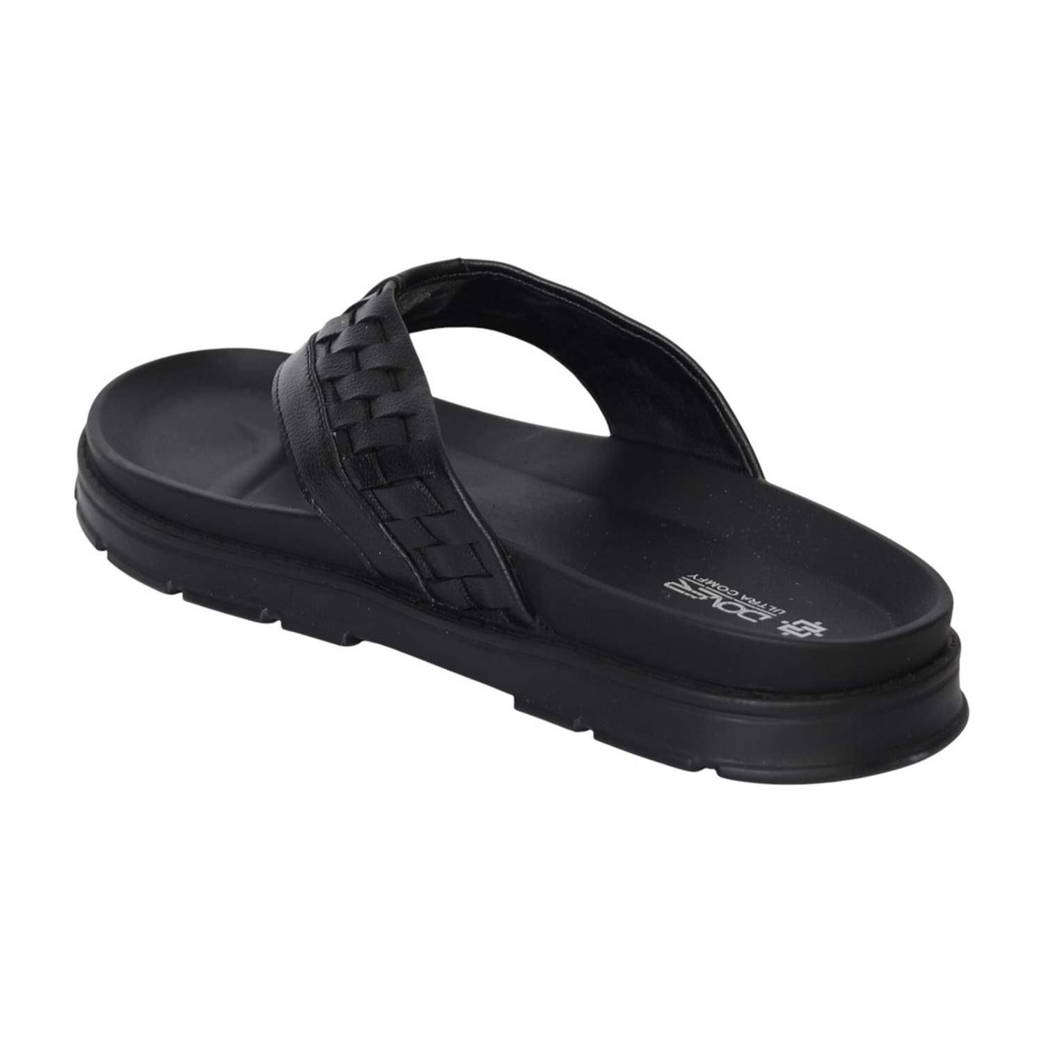 Men Black Sleek Woven Strap Sandals