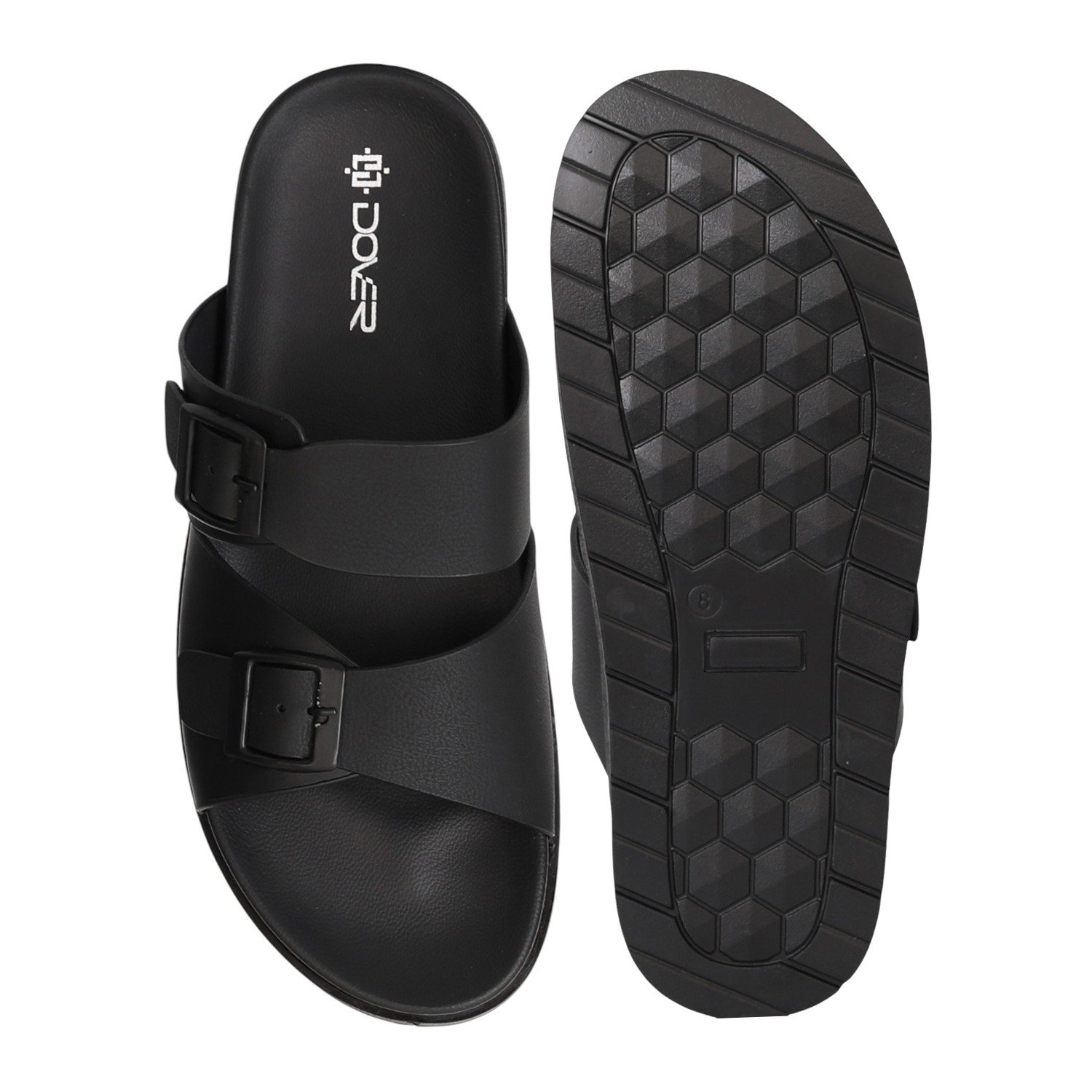 Men Black Twin Strap Sandals