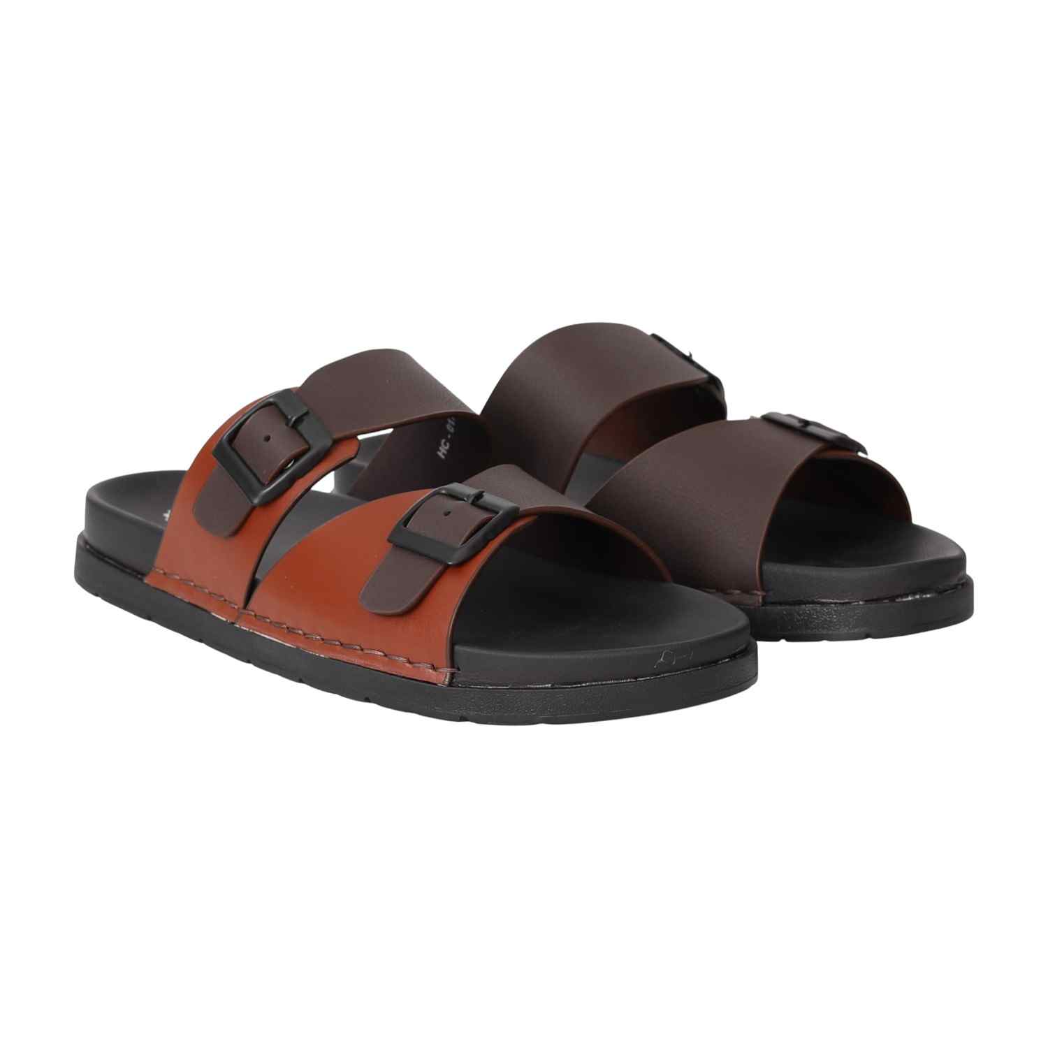 Men Brown Twin Strap Sandals