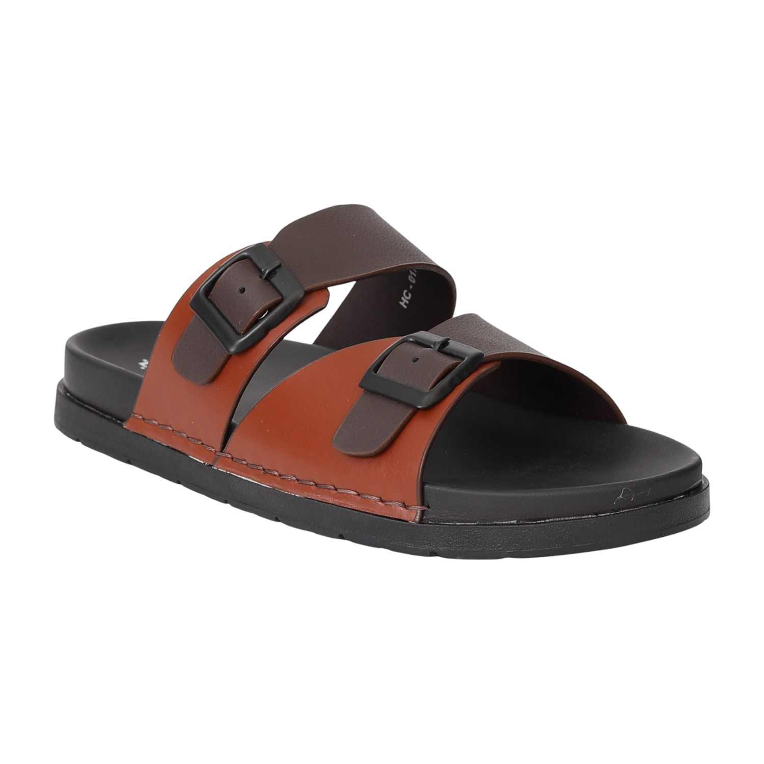 Men Brown Twin Strap Sandals