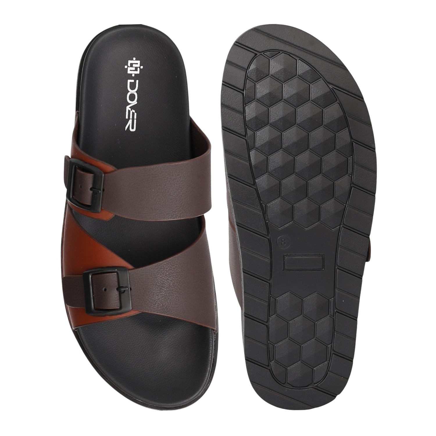 Men Brown Twin Strap Sandals