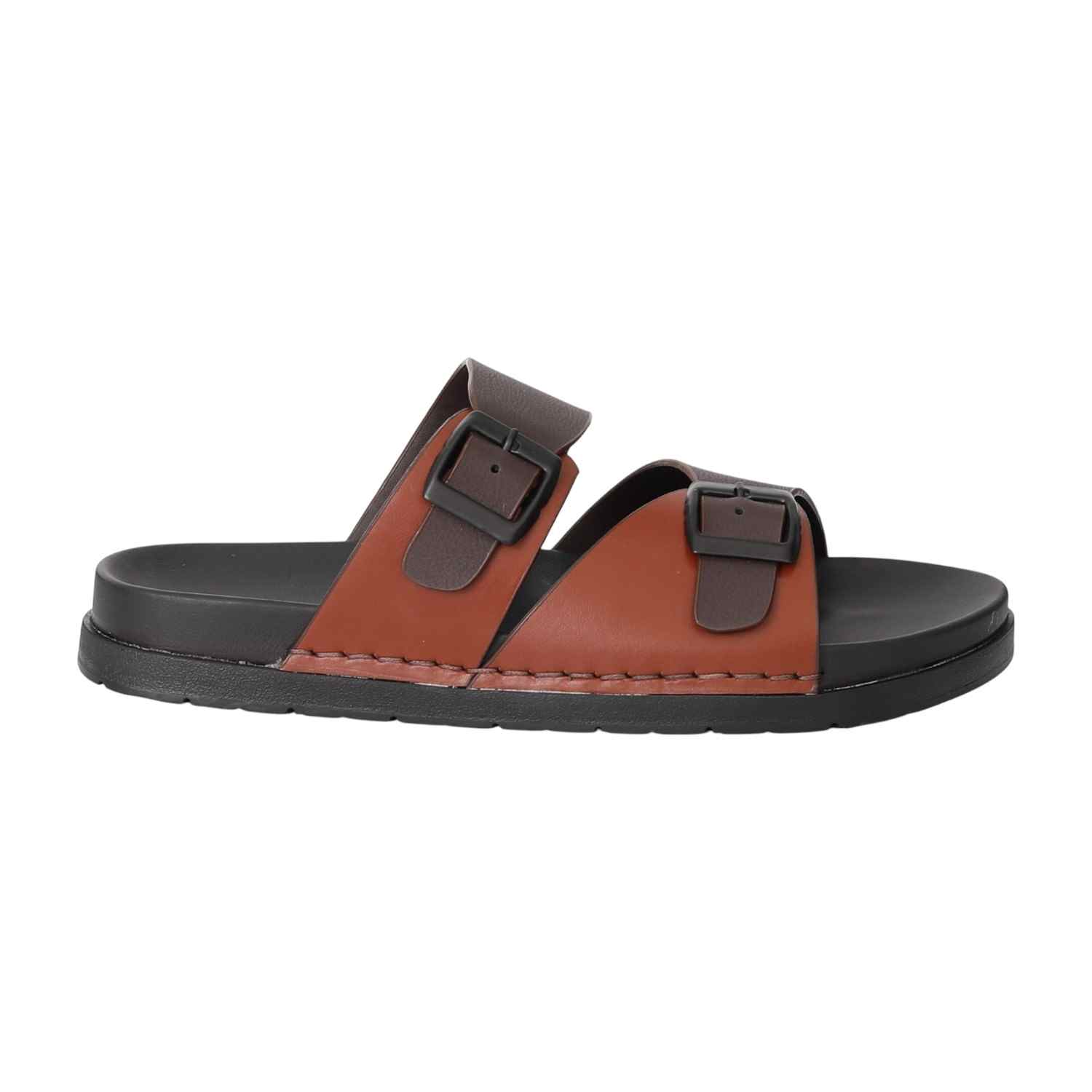 Men Brown Twin Strap Sandals