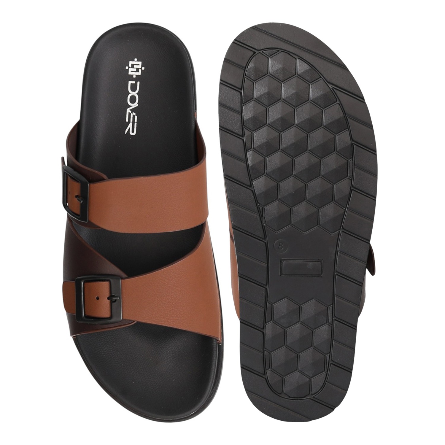 Men Tan Twin Strap Sandals