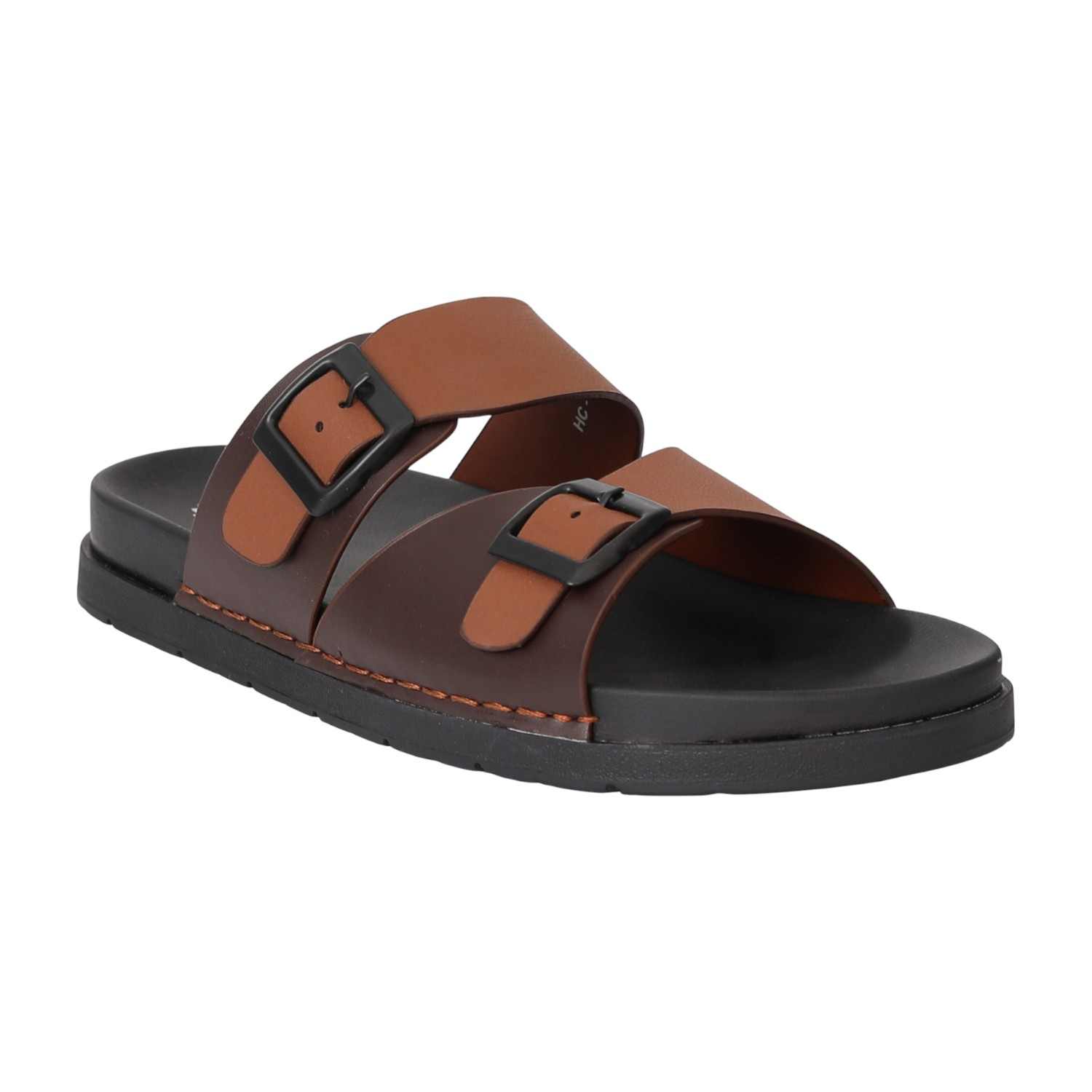 Men Tan Twin Strap Sandals