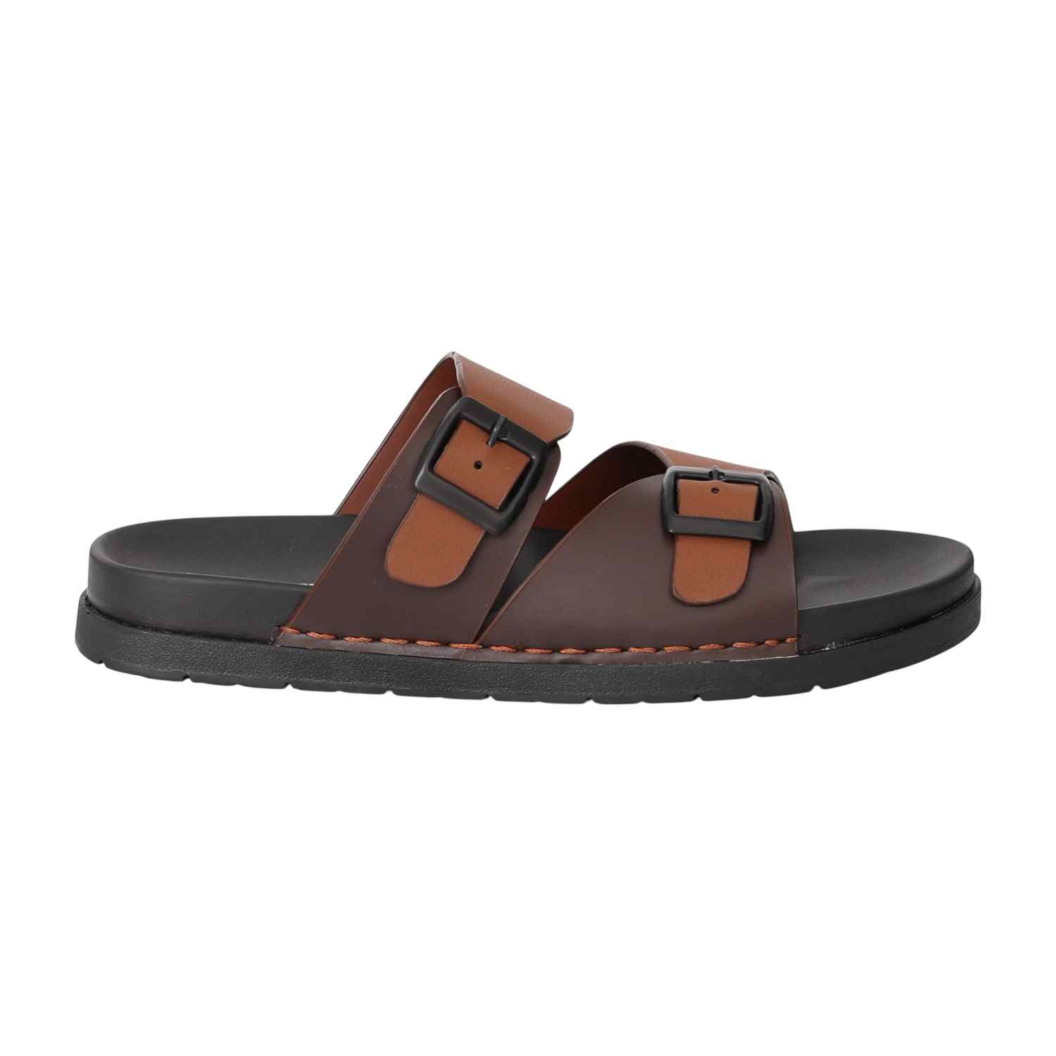 Men Tan Twin Strap Sandals