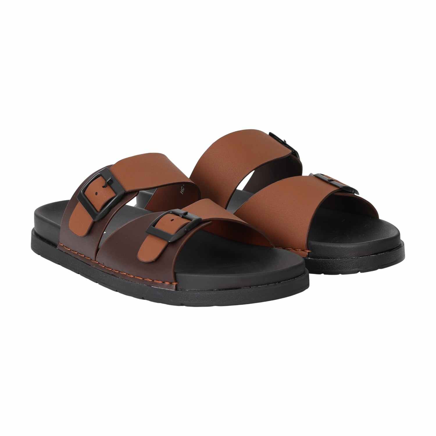 Men Tan Twin Strap Sandals